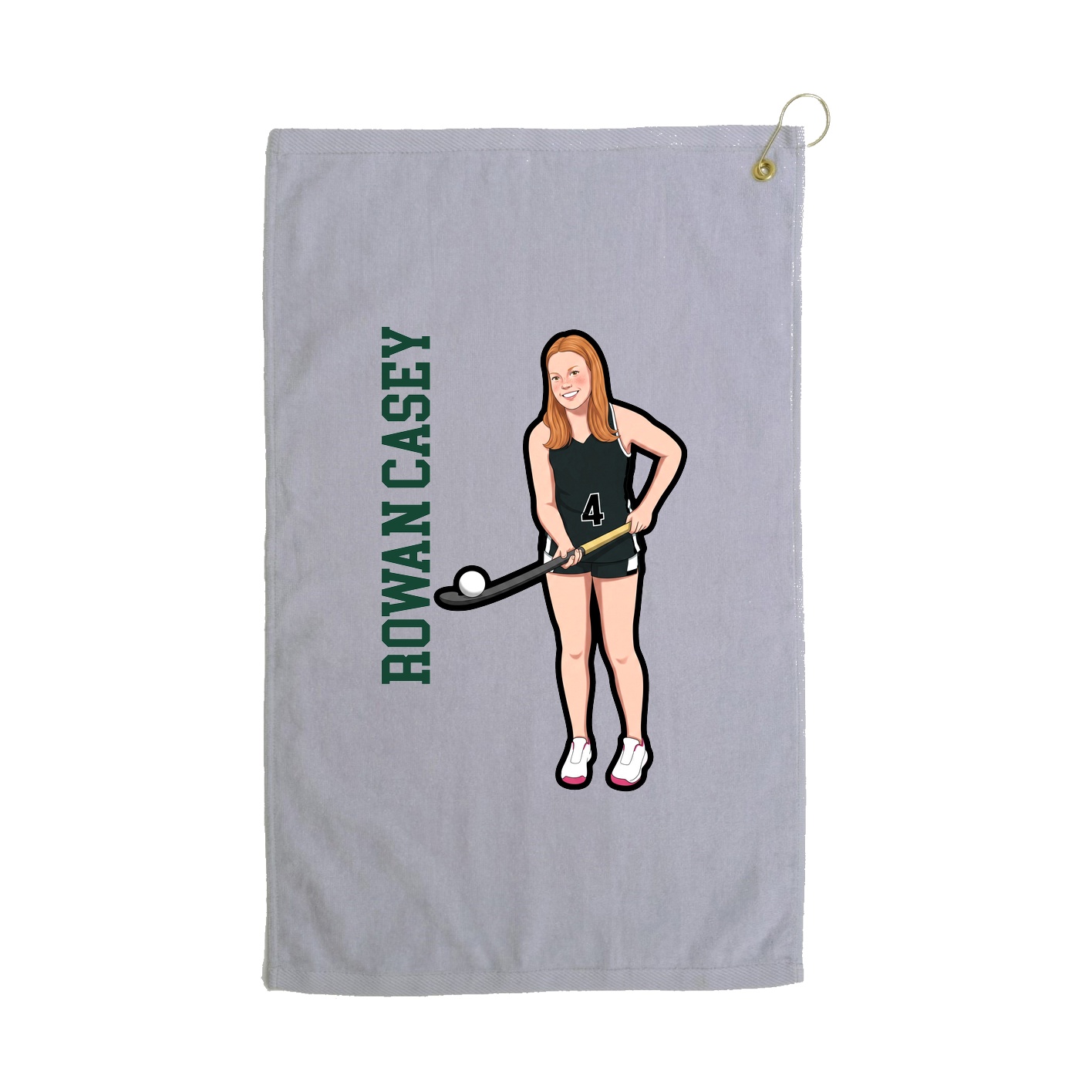 Golf Towel — Name Vertical in Grey