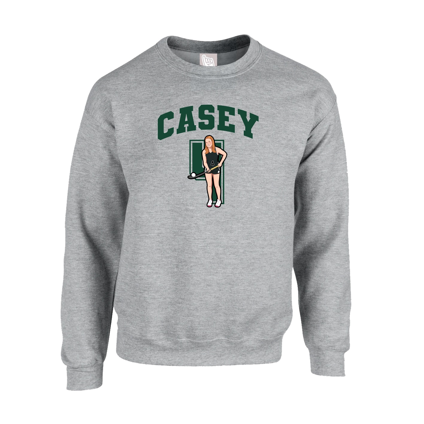 Fleece Crew — Number in Grey