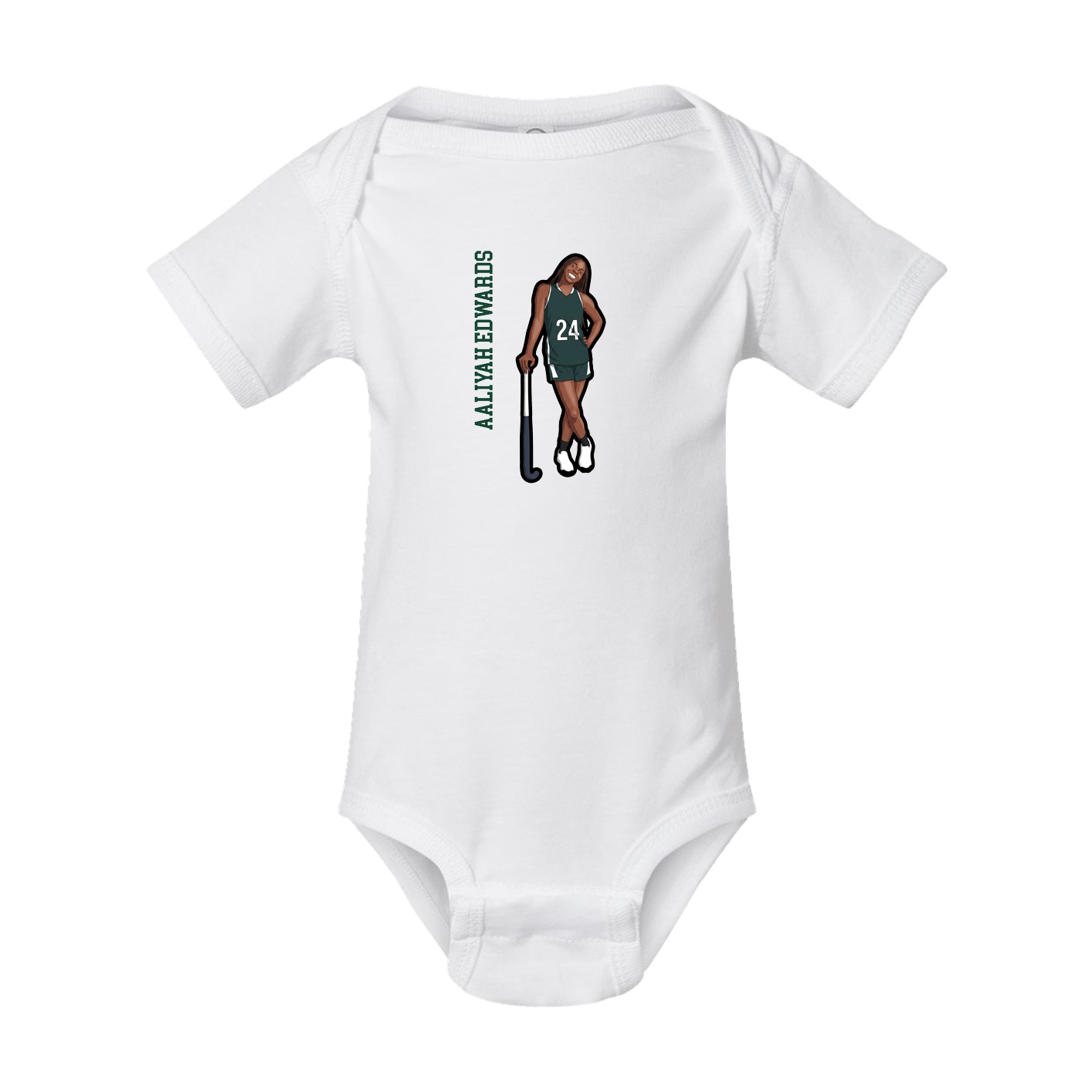 Baby Onesie — Name Vertical in White