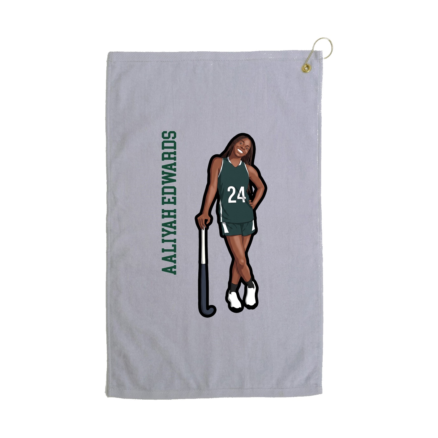Golf Towel — Name Vertical in Grey