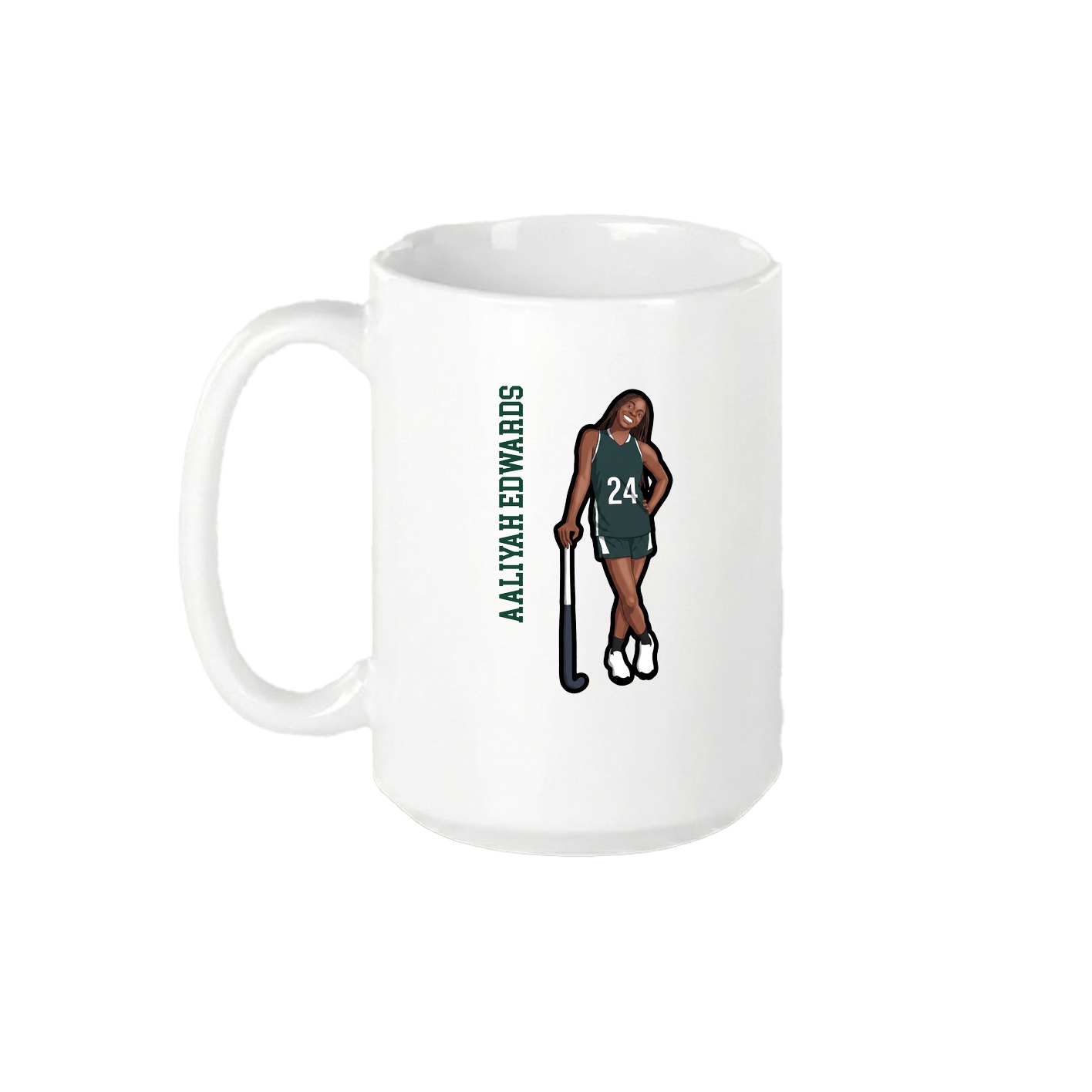 15oz Coffee Mug — Name Vertical in White