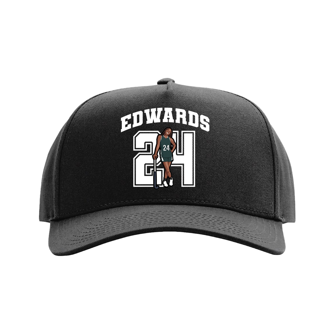 Full Fabric Five-Panel Champ Cap — Number in Black