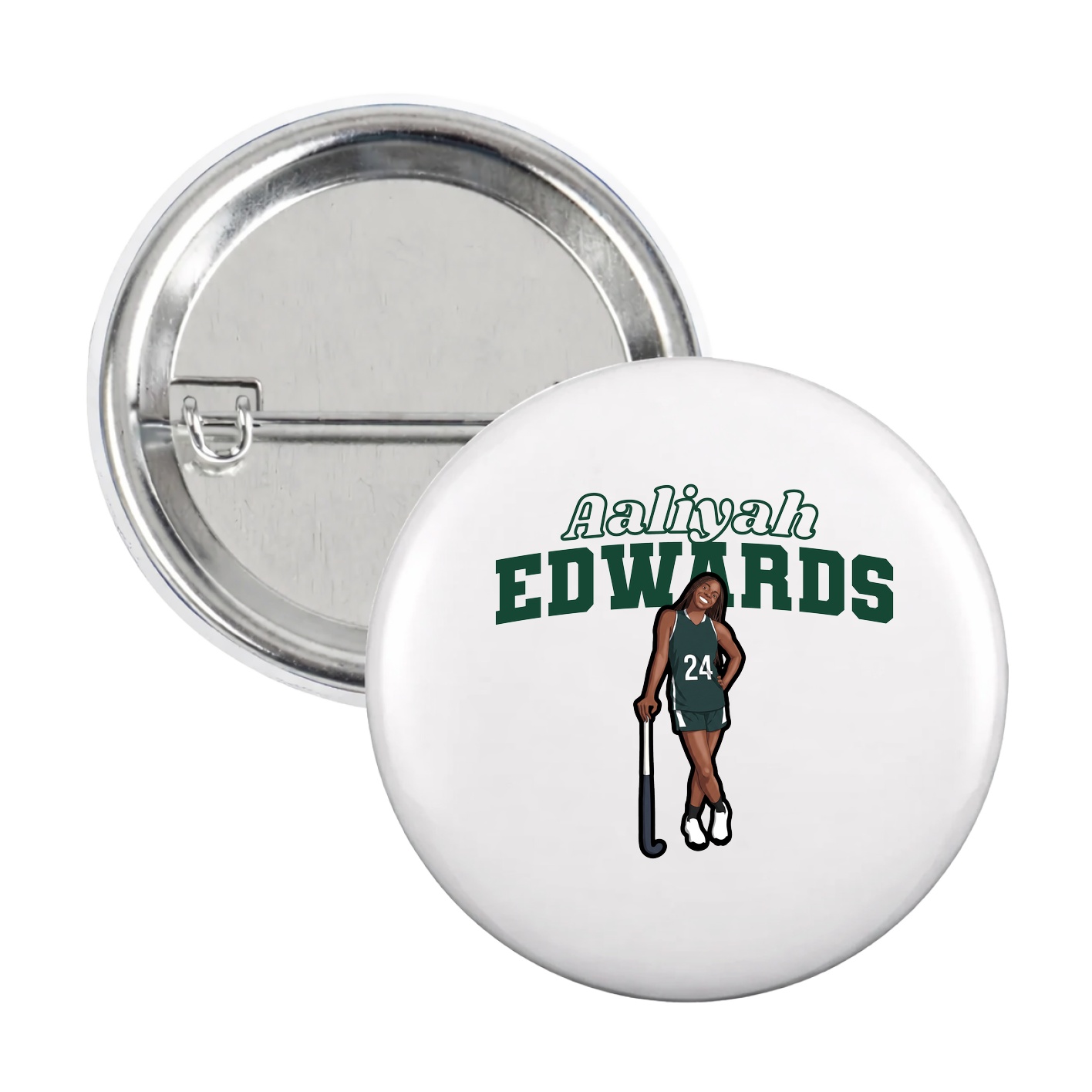 Game Day Button — Name Arch in White
