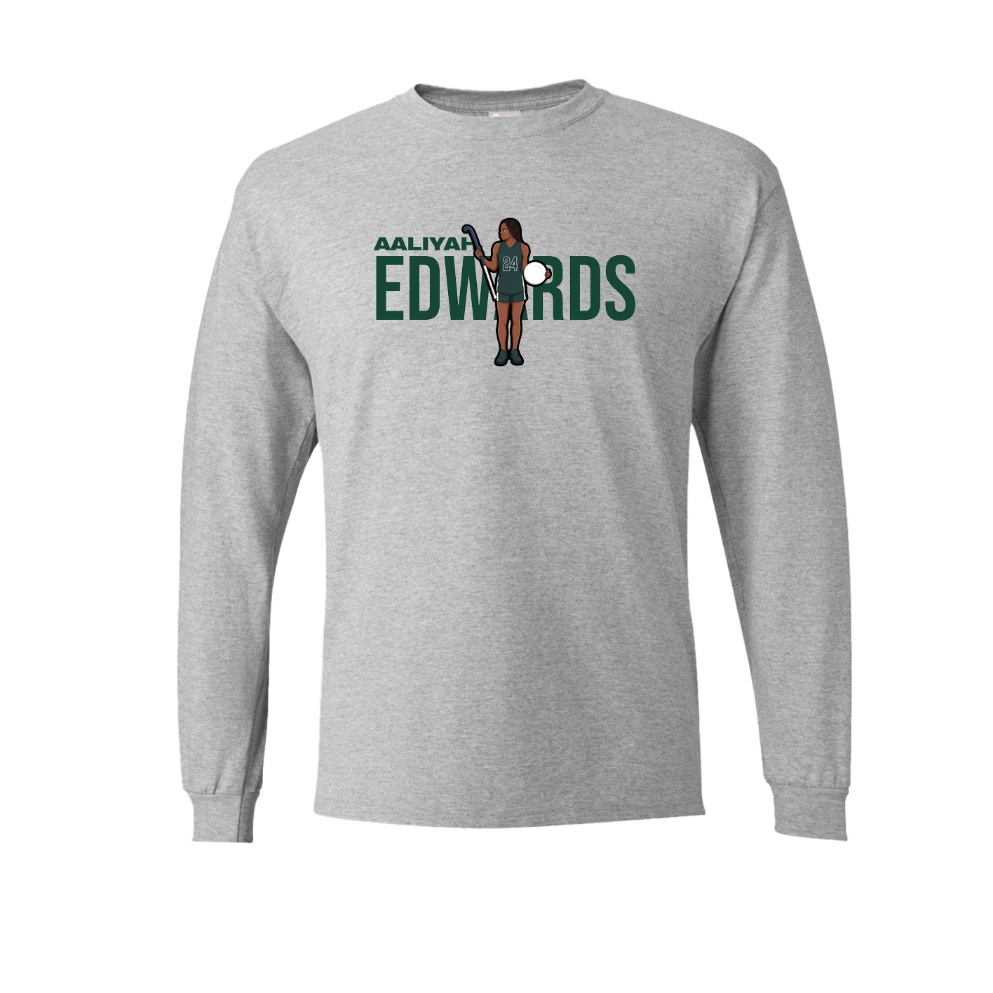 Long Sleeve Tee — Player Name in Grey