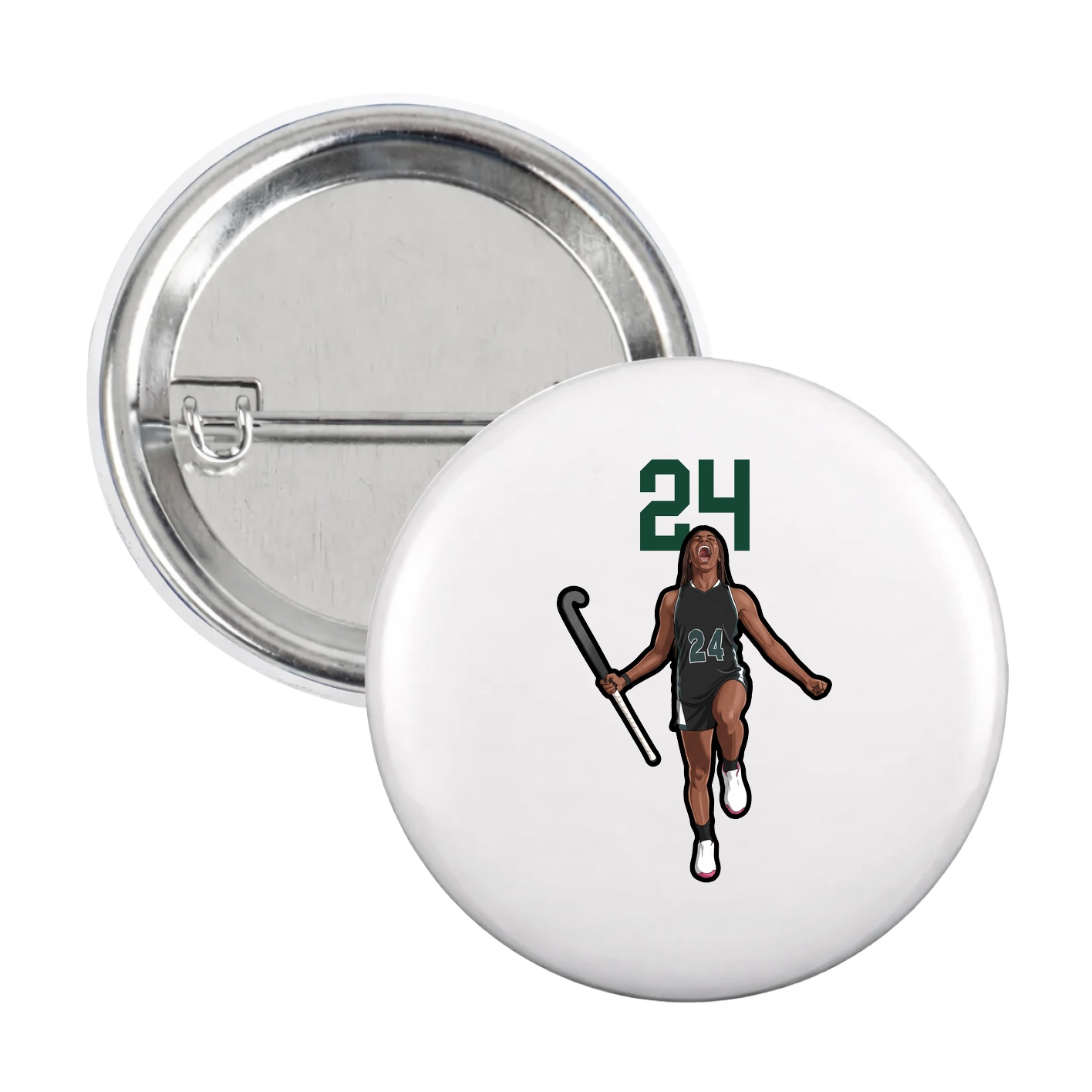 Game Day Button — Number Top in White