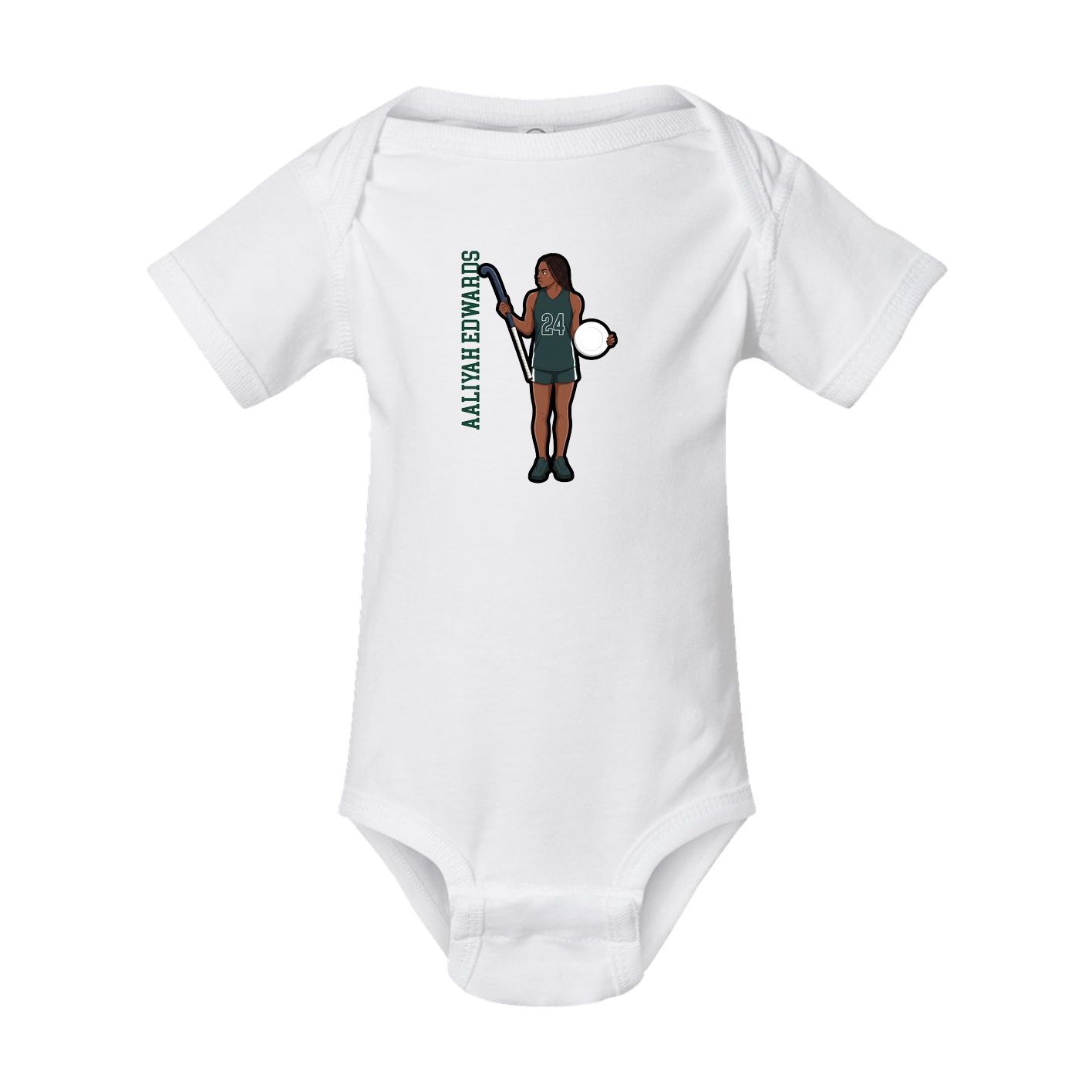 Baby Onesie — Name Vertical in White