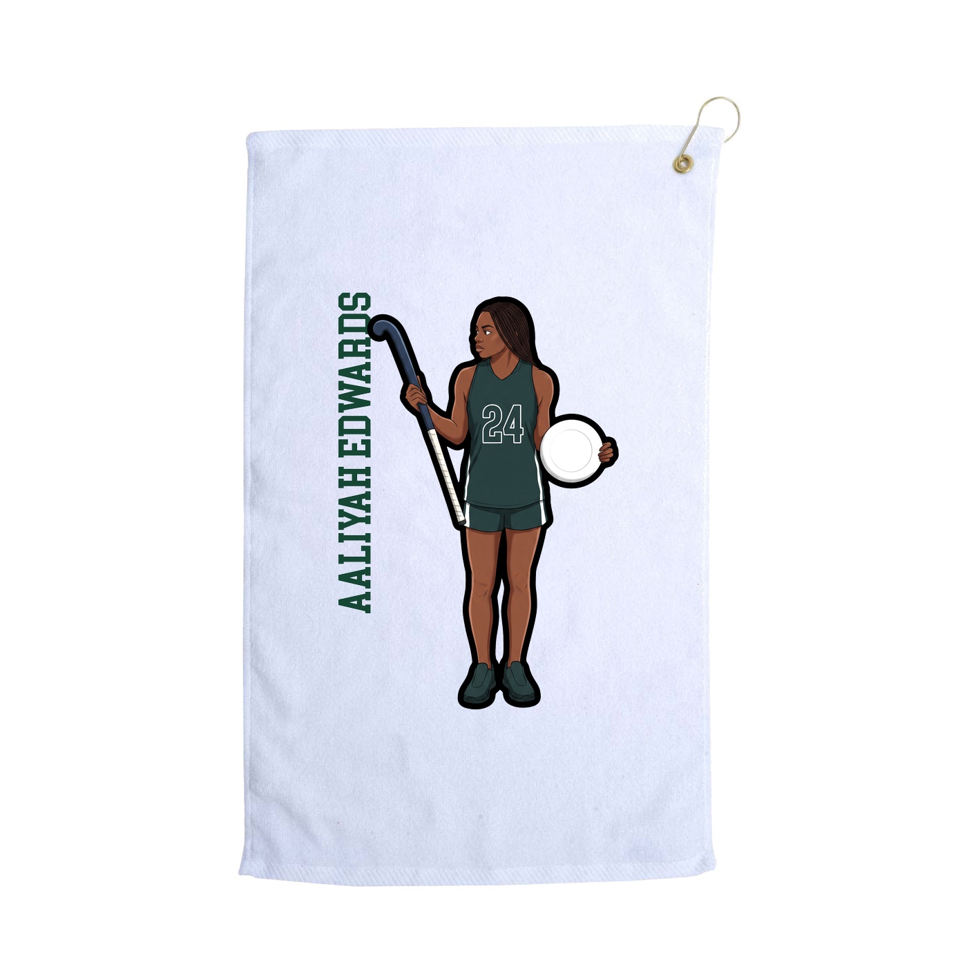 Golf Towel — Name Vertical in White