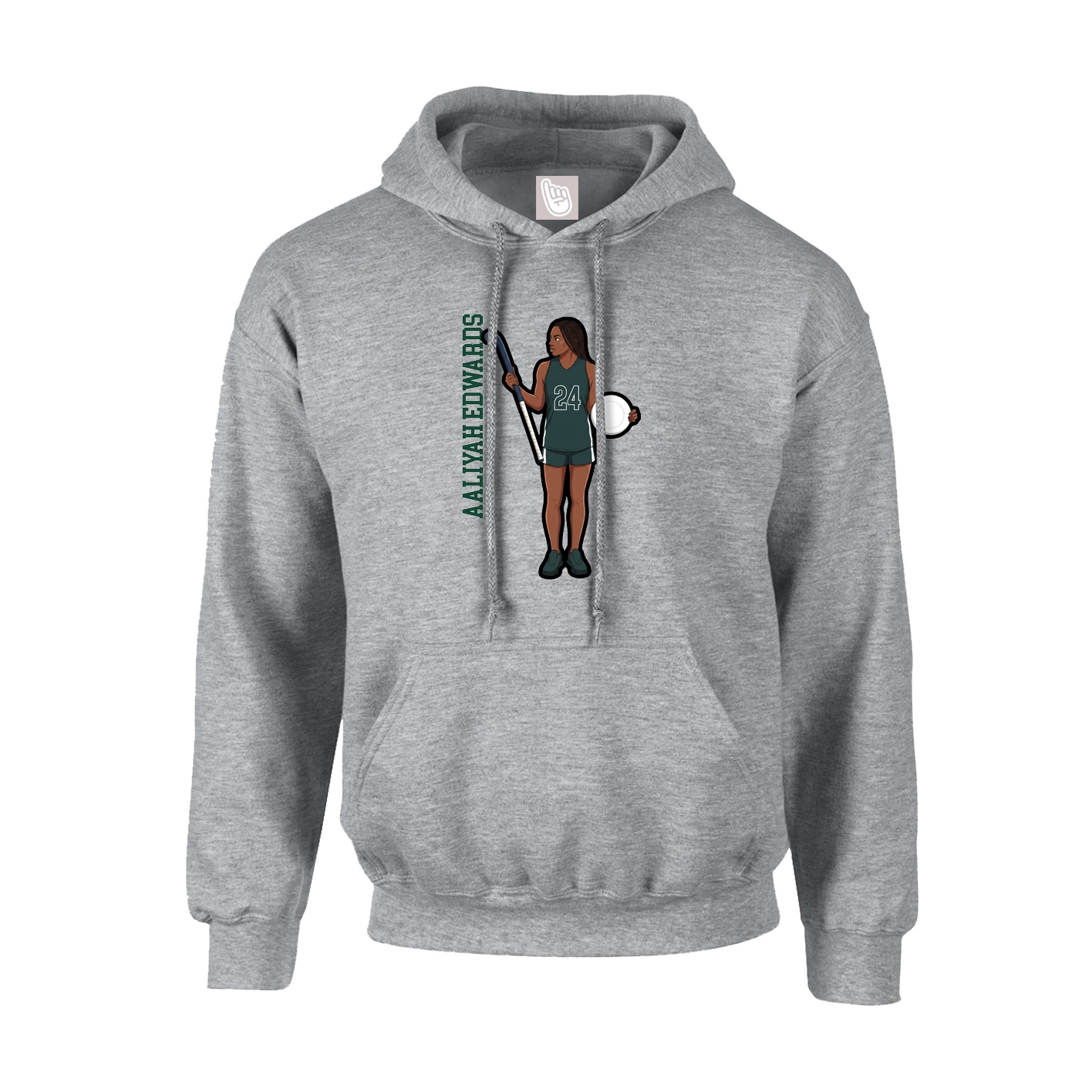 Hoodie — Name Vertical in Grey