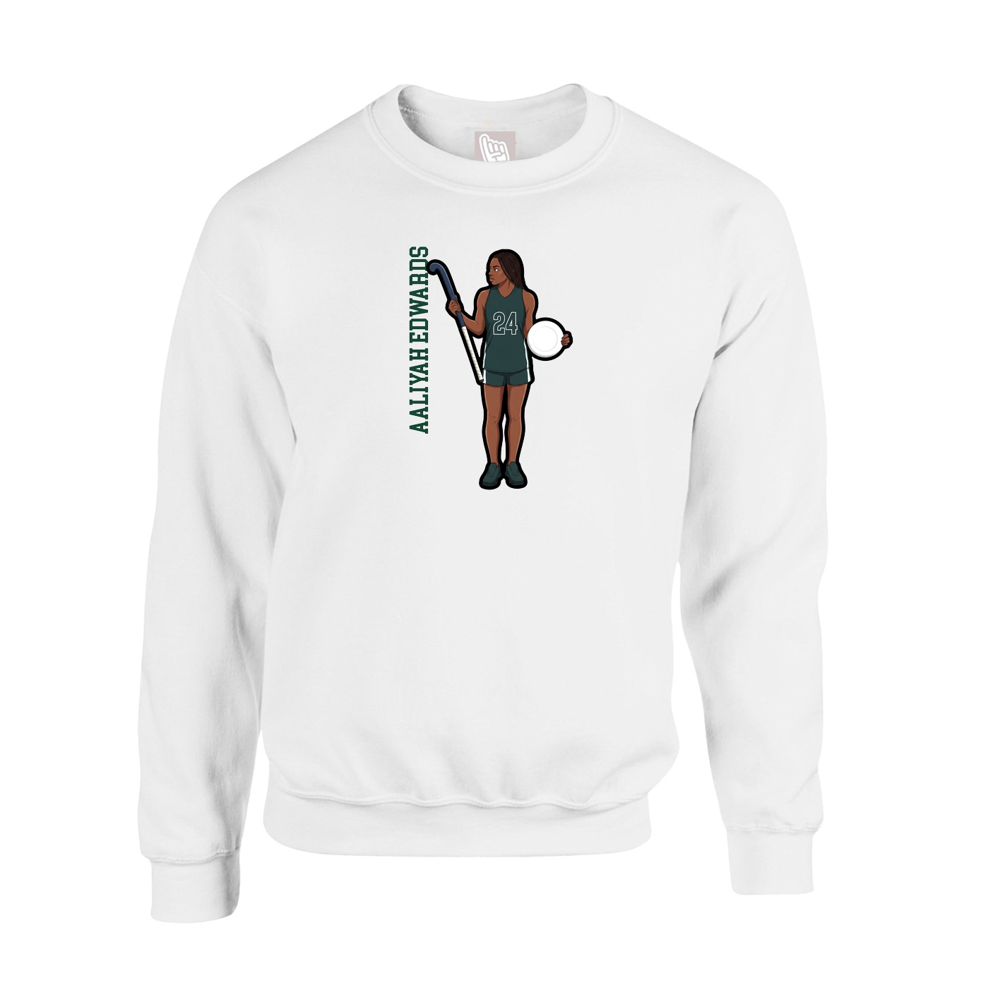 Fleece Crew — Name Vertical in White