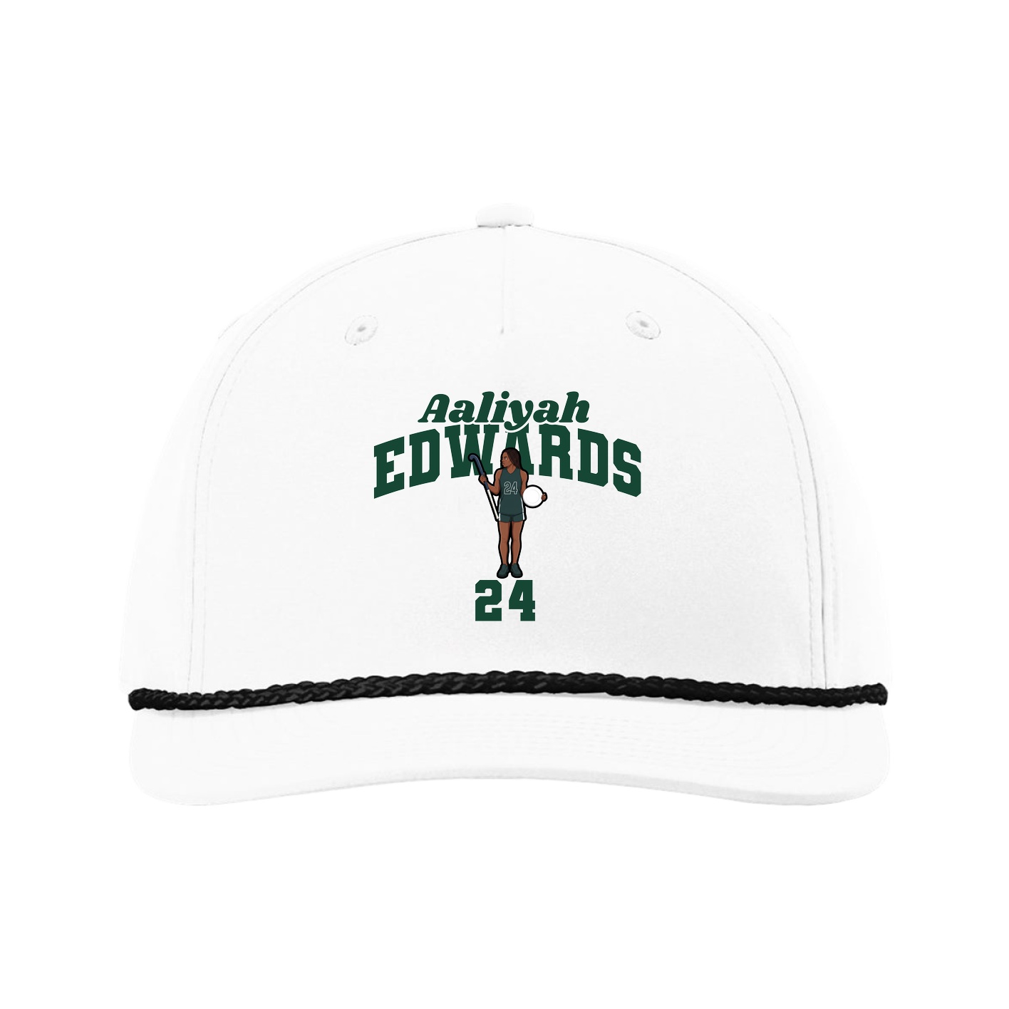 Five-Panel Classic Rope Cap — Signature Arch in White