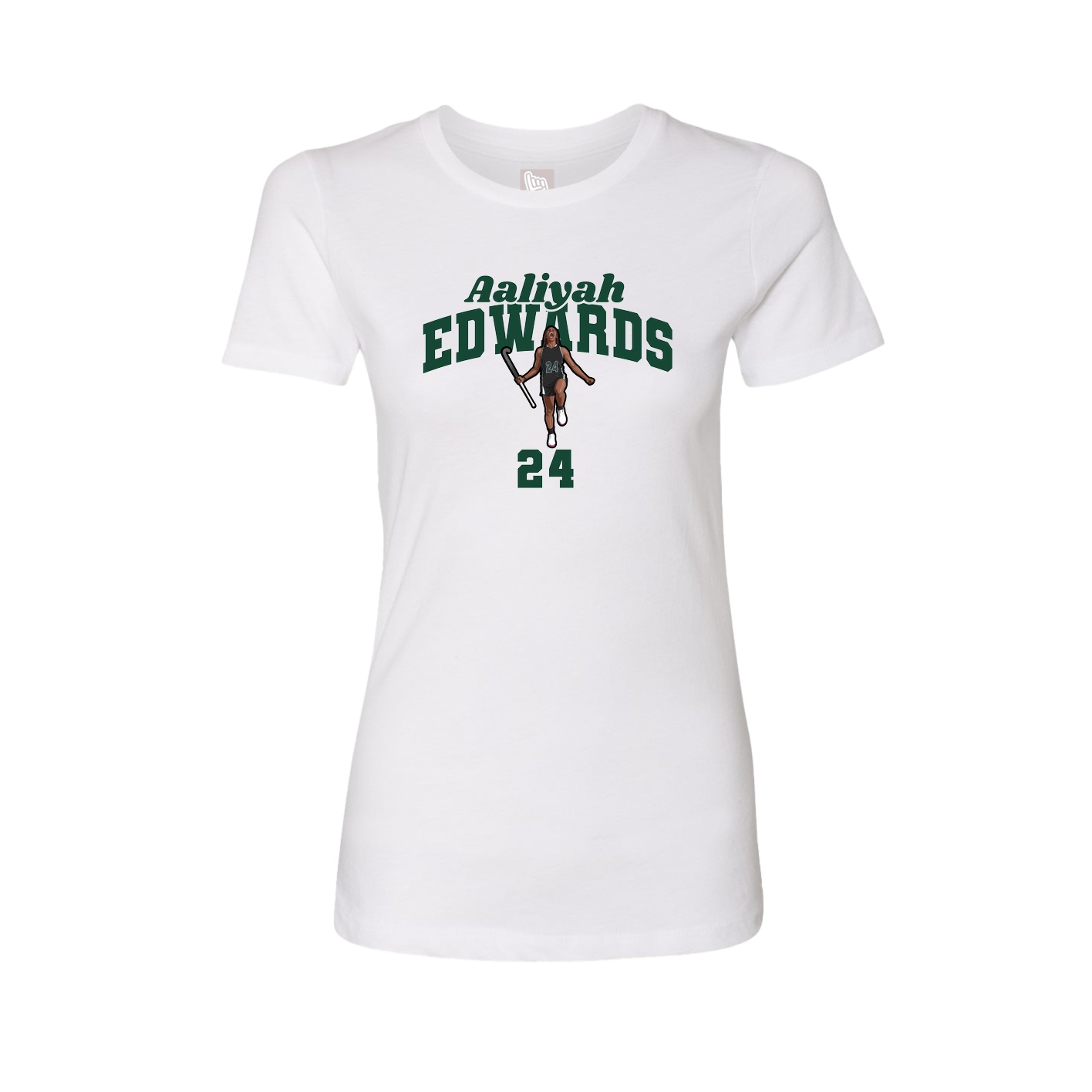 Fitted Women's Tee — Signature Arch in White