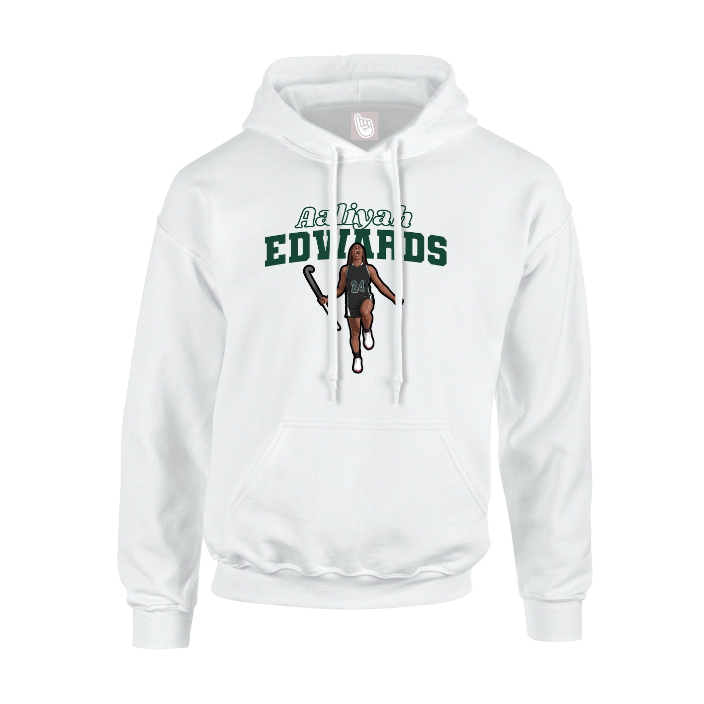 Youth Hoodie — Name Arch in White