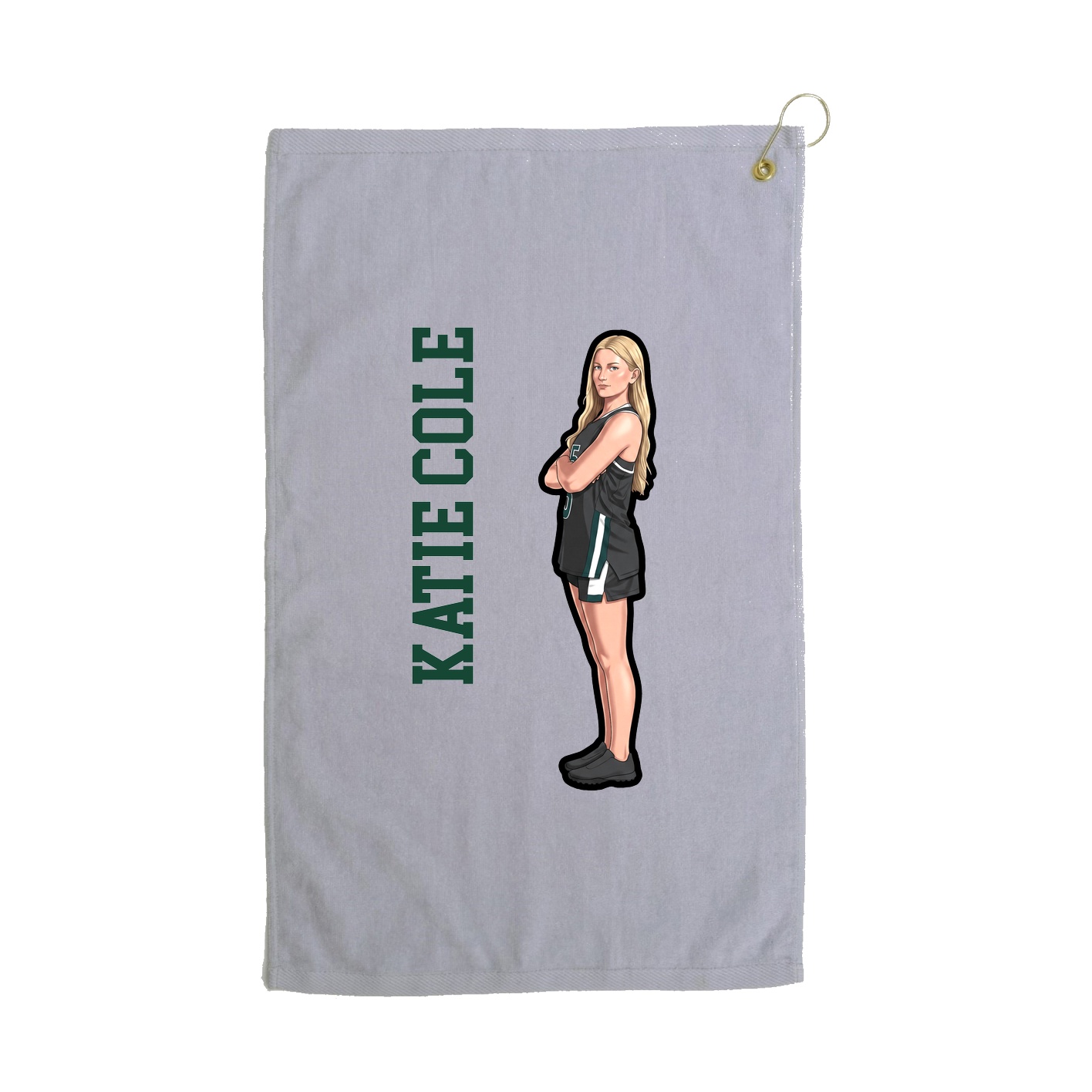 Golf Towel — Name Vertical in Grey