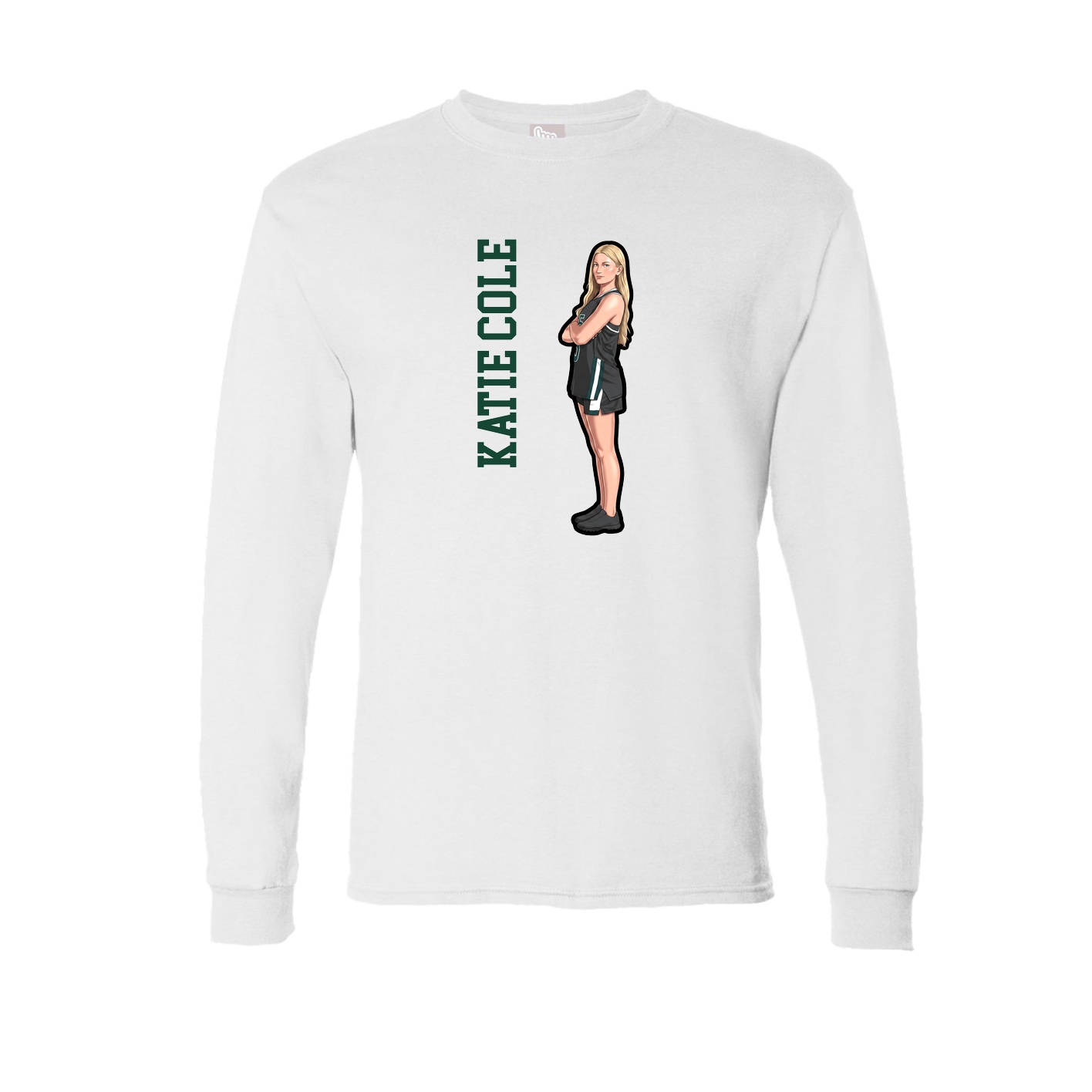 Long Sleeve Tee — Name Vertical in White