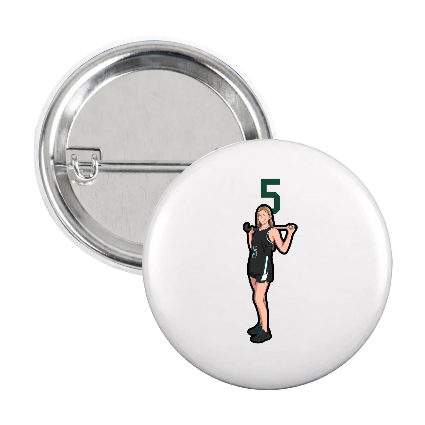 Game Day Button — Number Top in White