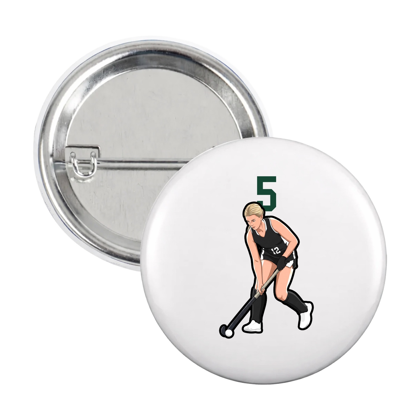 Game Day Button — Number Top in White