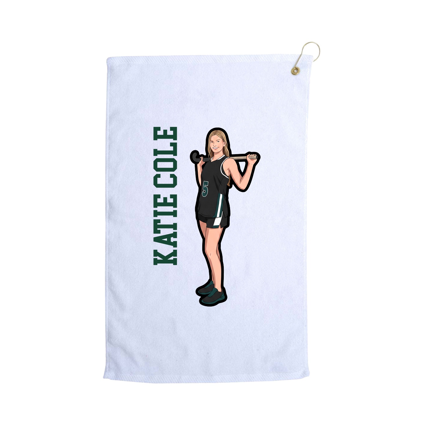 Golf Towel — Name Vertical in White