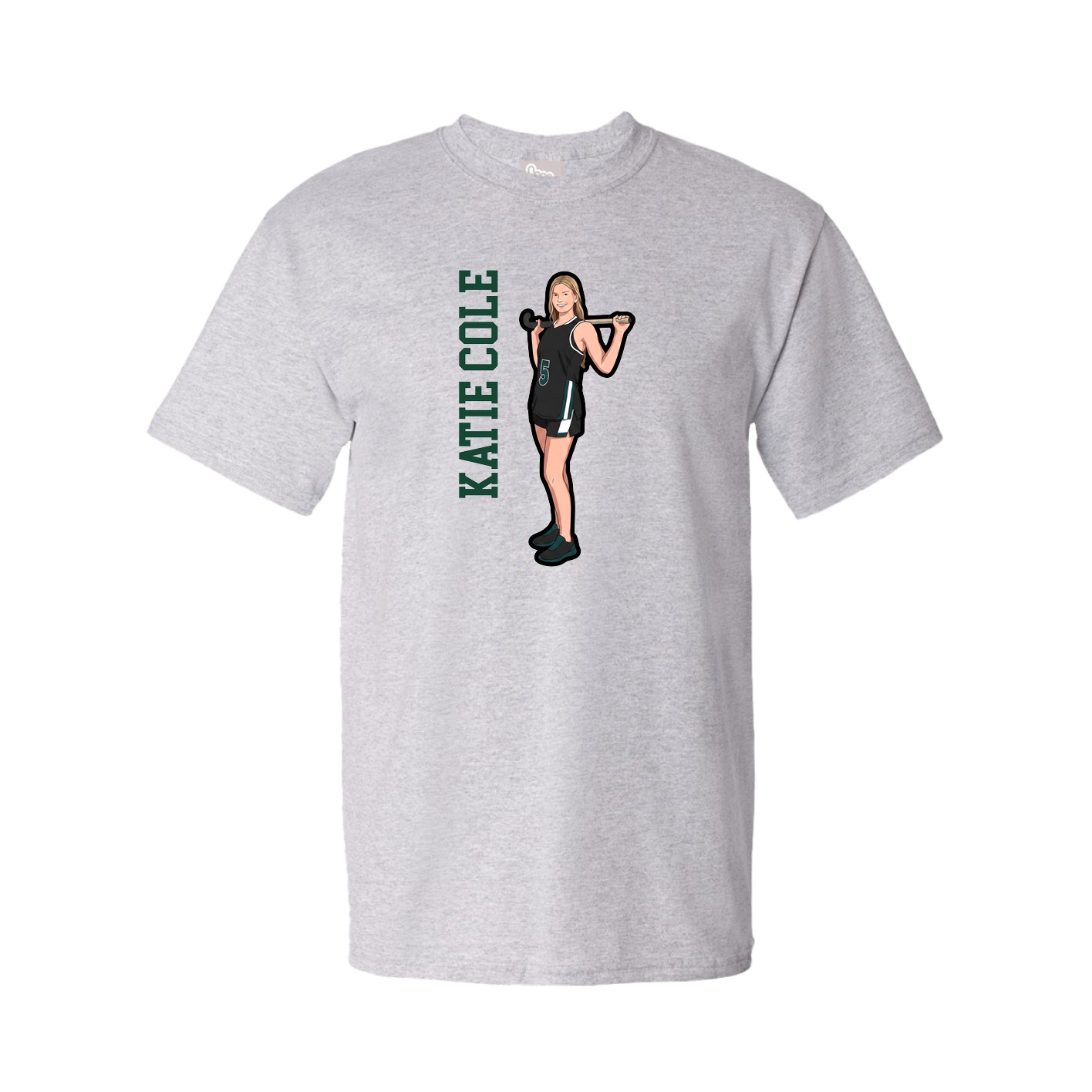 Youth Tee — Name Vertical in Grey