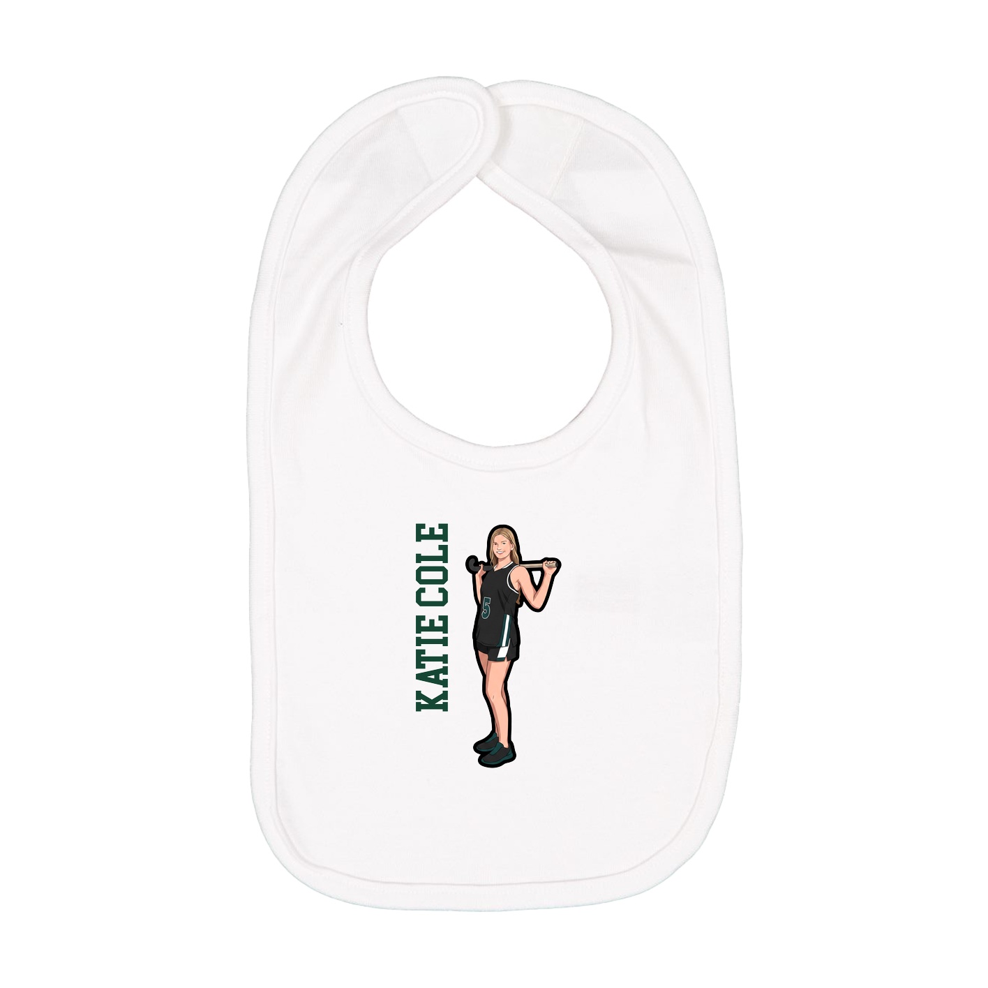 Infant Bib — Name Vertical in White