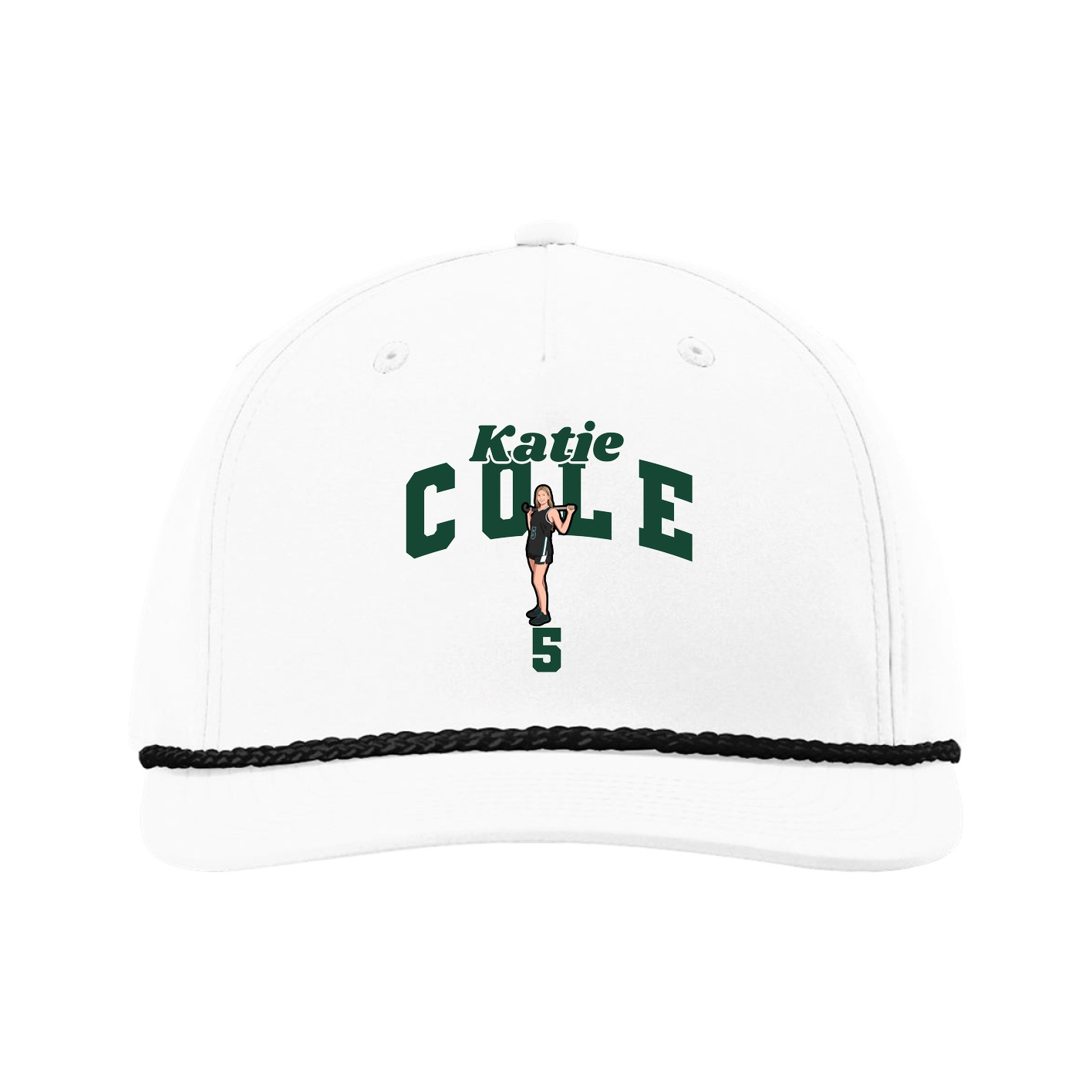 Five-Panel Classic Rope Cap — Signature Arch in White