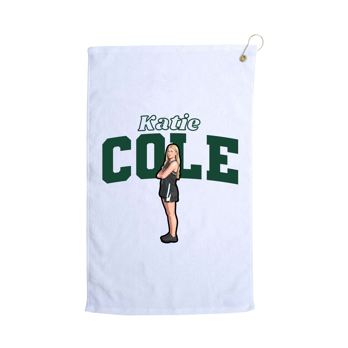 Golf Towel — Name Arch in White