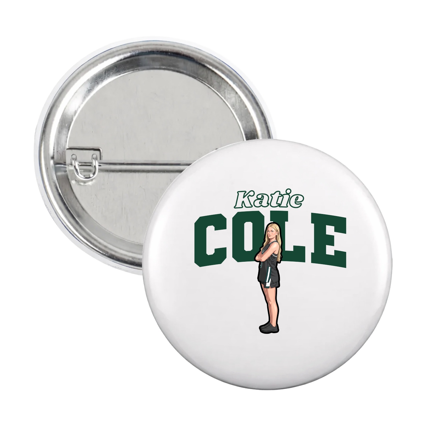 Game Day Button — Name Arch in White
