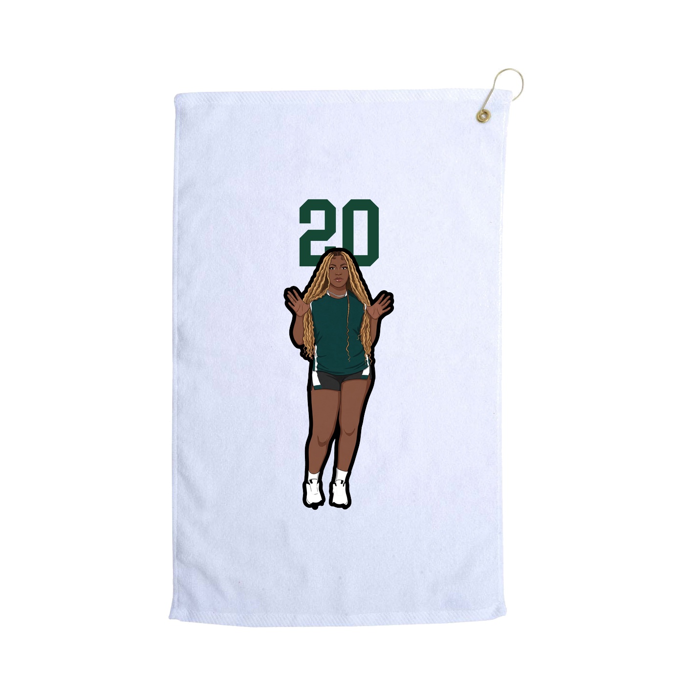Golf Towel — Number Top in White