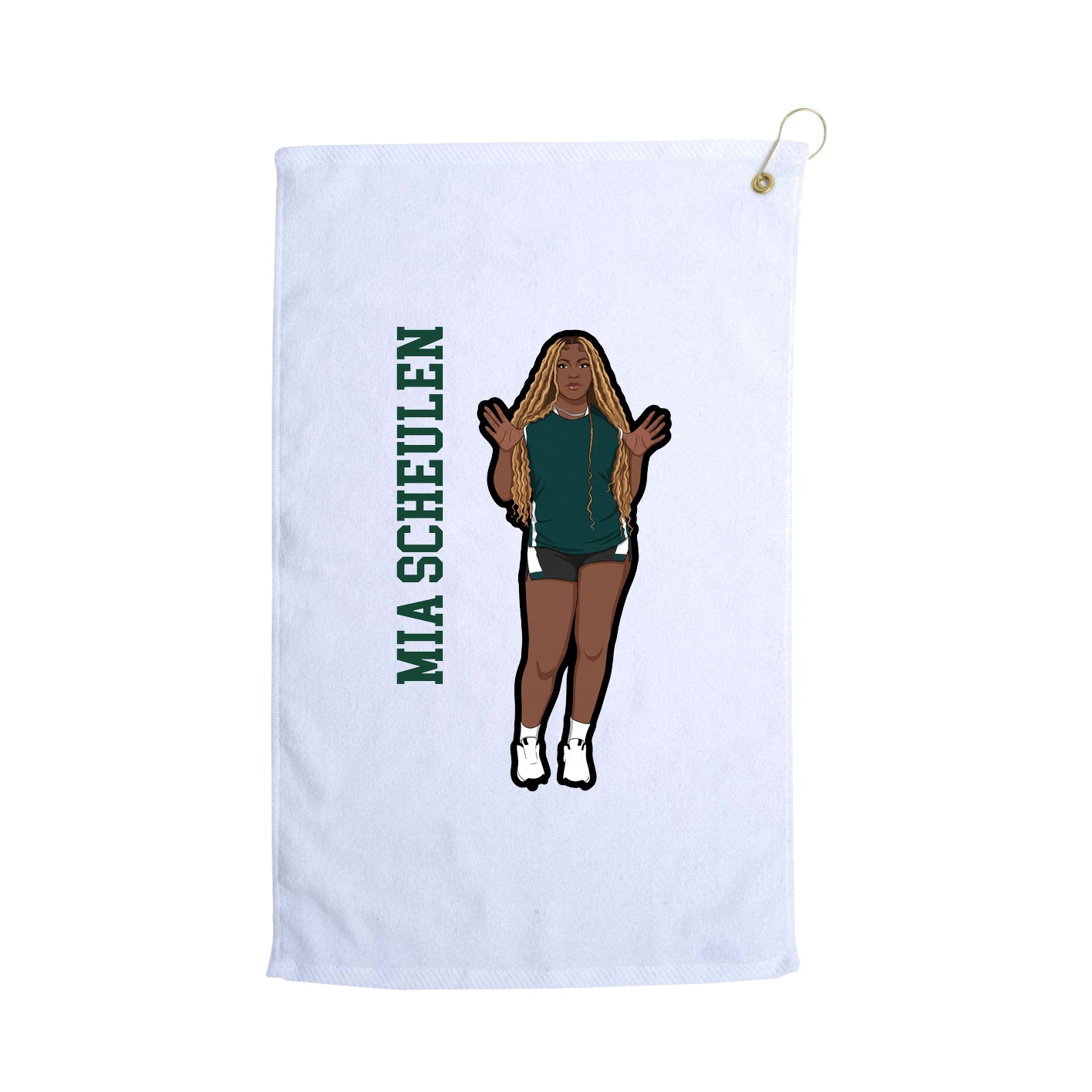 Golf Towel — Name Vertical in White