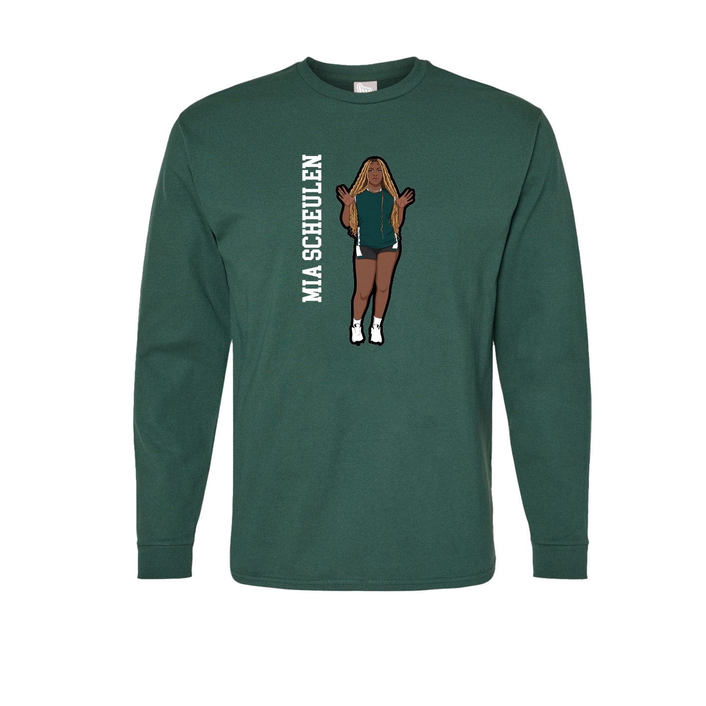 Long Sleeve Tee — Name Vertical in Green