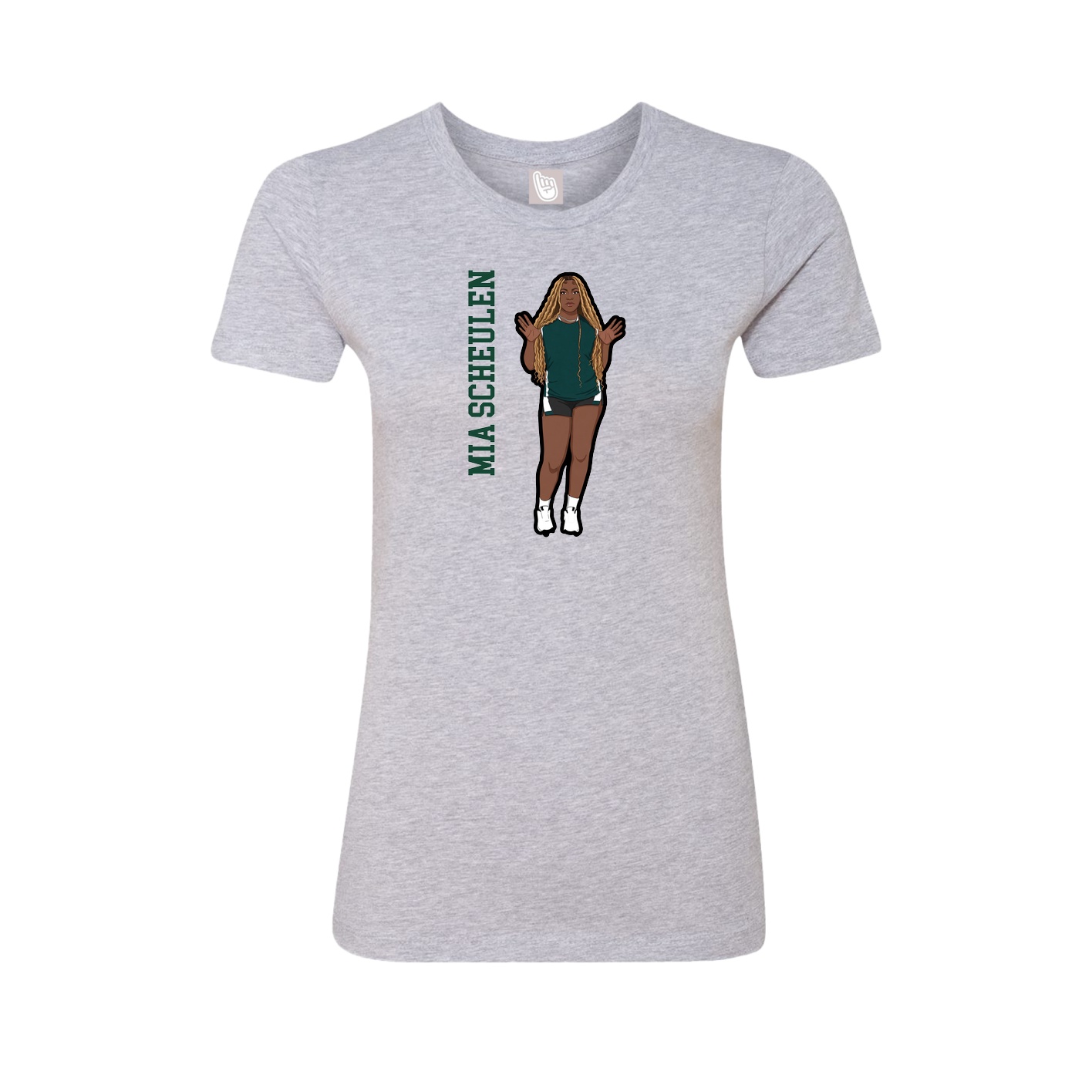 Fitted Women's Tee — Name Vertical in Grey