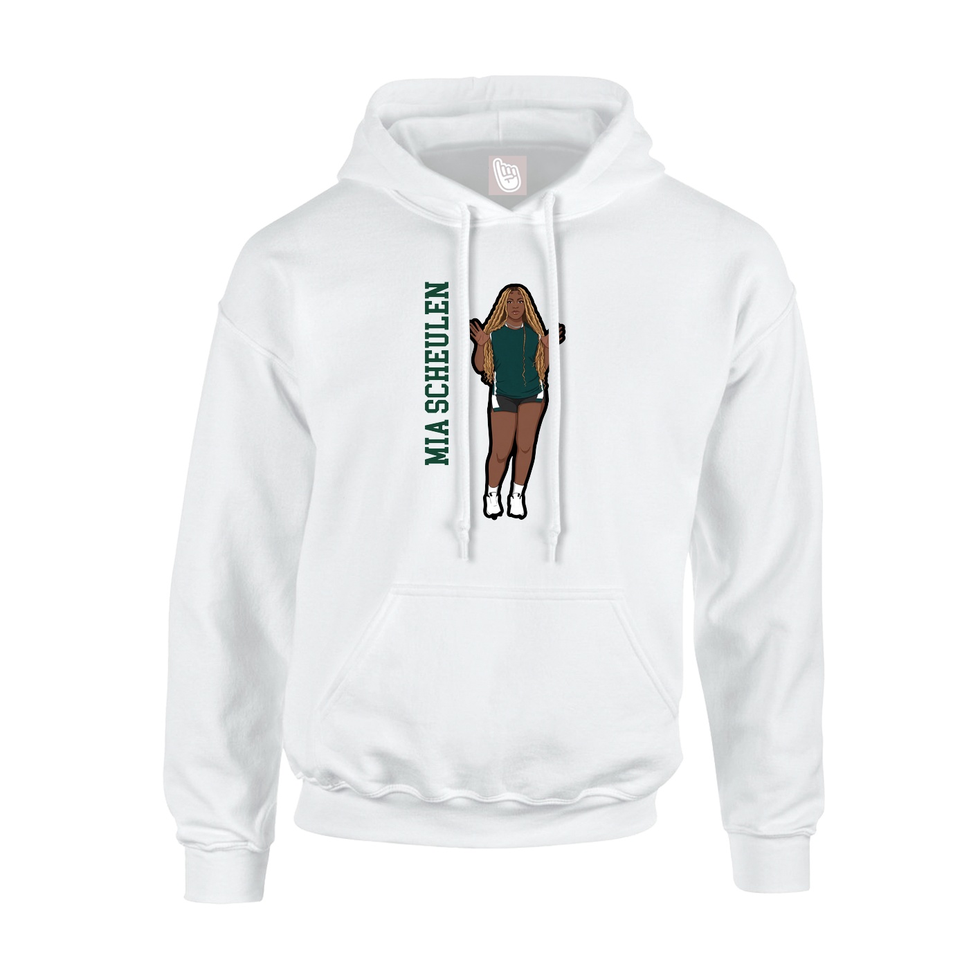 Youth Hoodie — Name Vertical in White