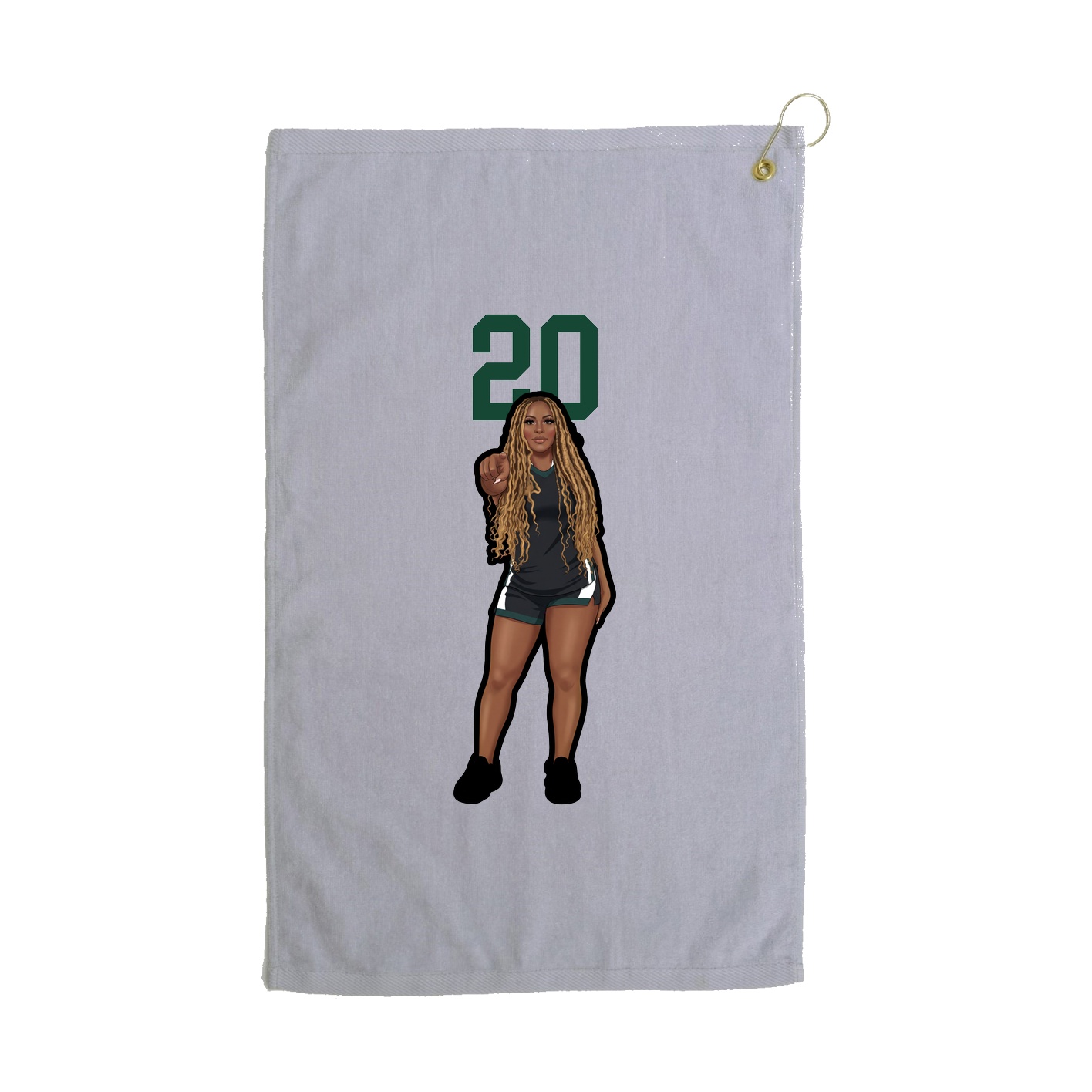 Golf Towel — Number Top in Grey