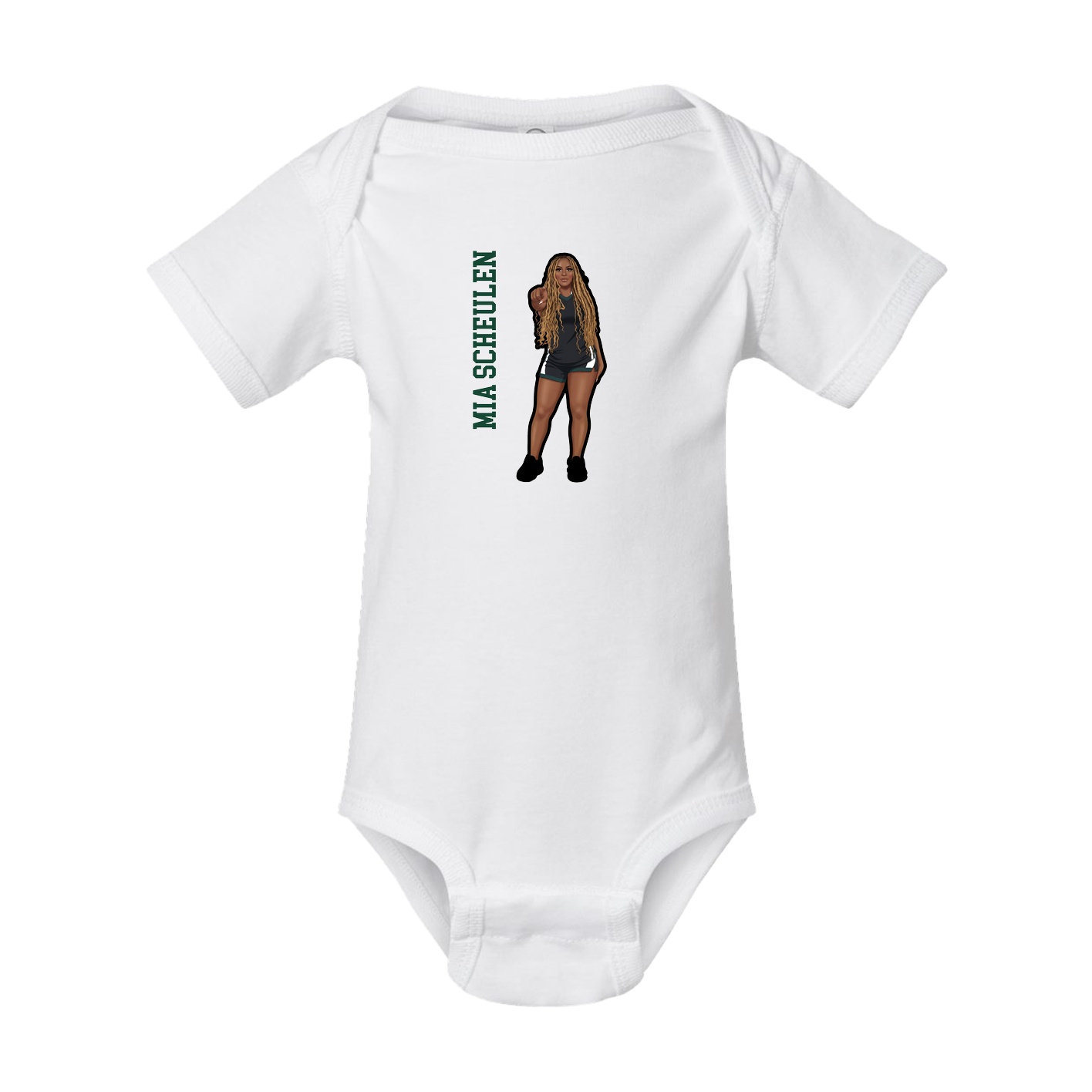 Baby Onesie — Name Vertical in White