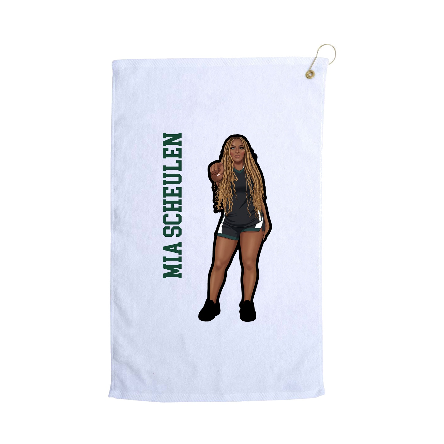 Golf Towel — Name Vertical in White