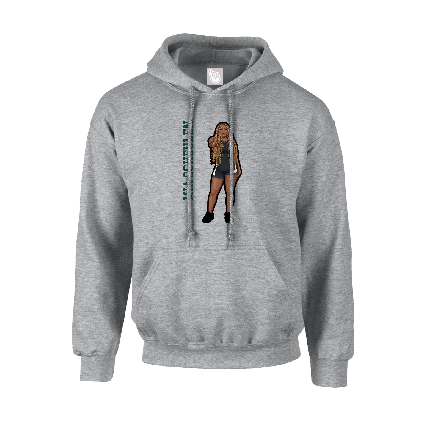 Youth Hoodie — Name Vertical in Grey