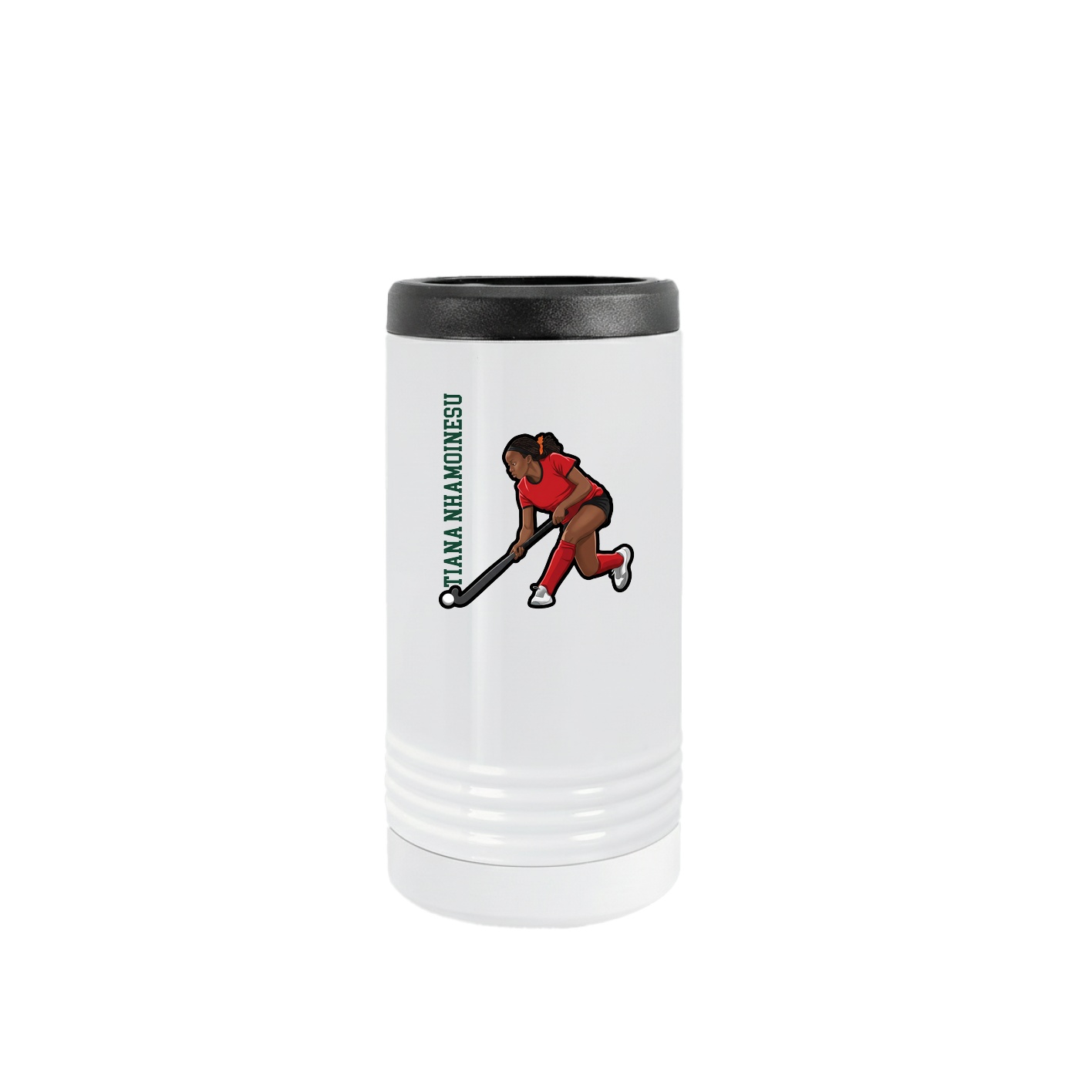 Slim Beverage Holder — Name Vertical in White