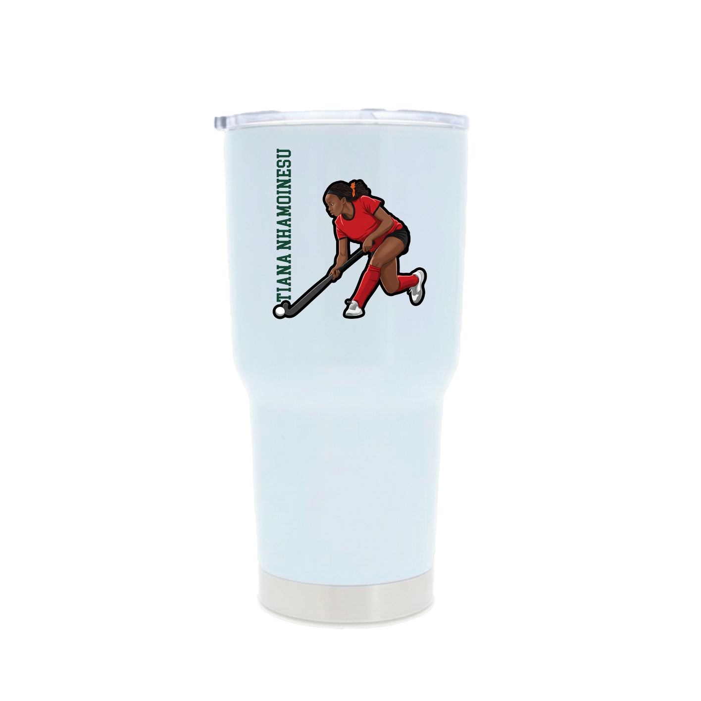 30oz Stainless Steel Tumbler — Name Vertical in White