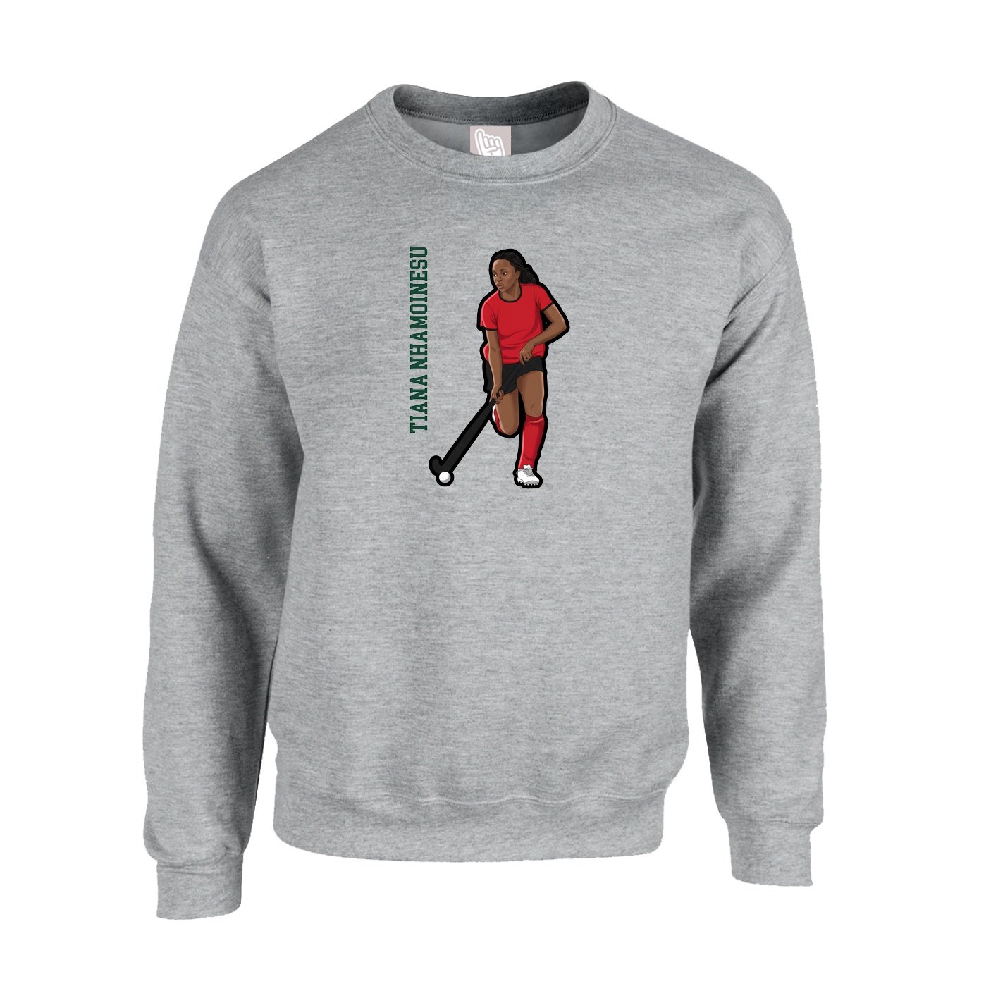 Fleece Crew — Name Vertical in Grey
