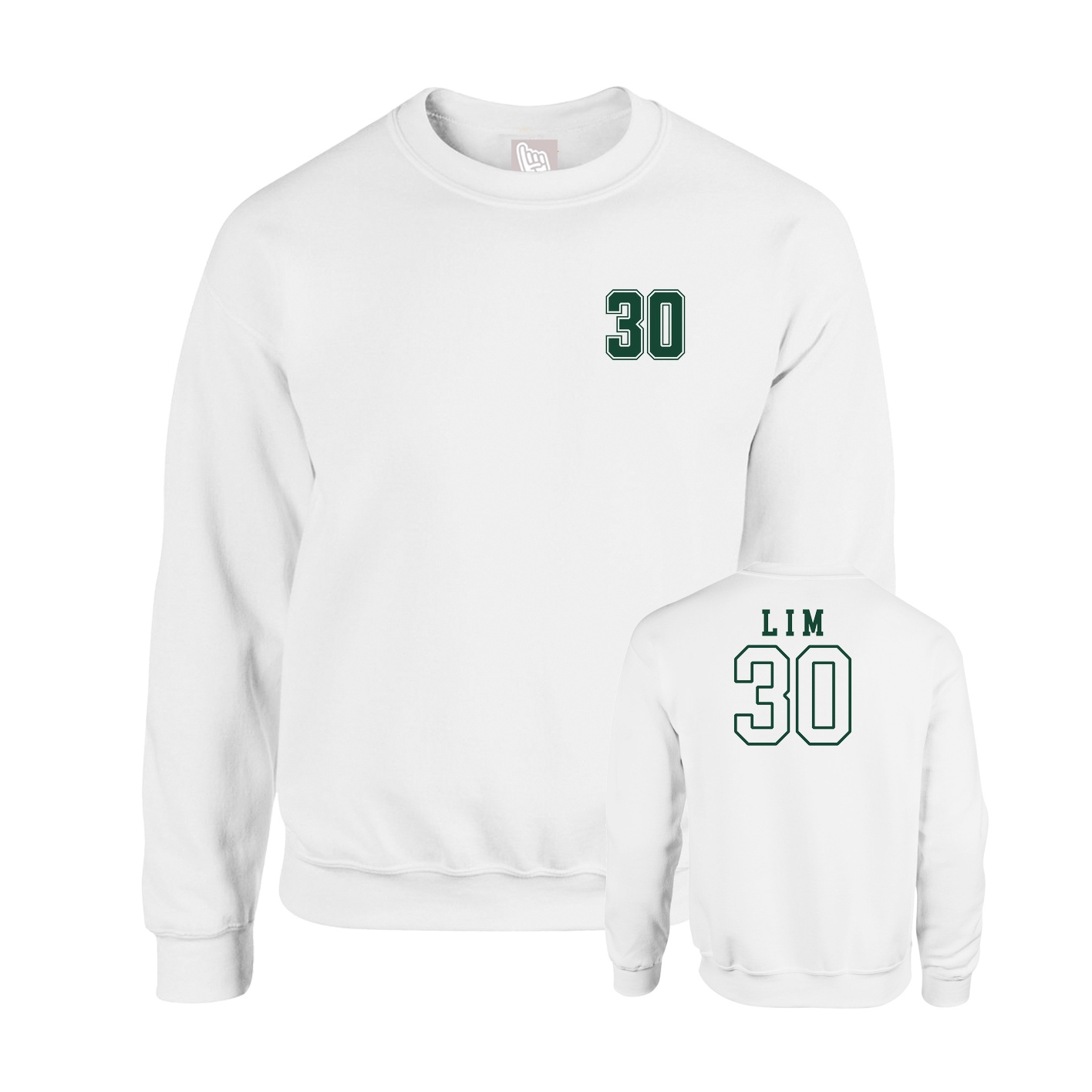 Fleece Crew — Chest Back in White