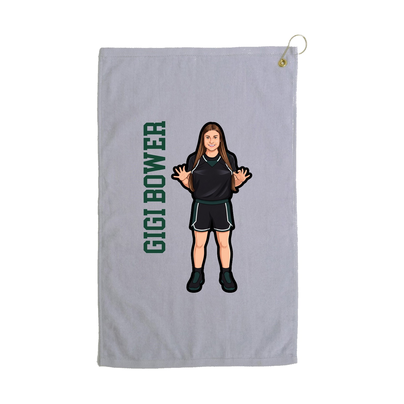 Golf Towel — Name Vertical in Grey