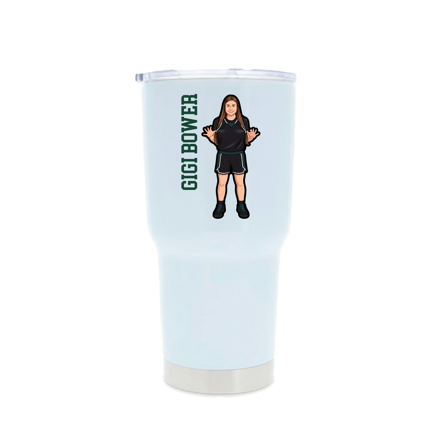 30oz Stainless Steel Tumbler — Name Vertical in White