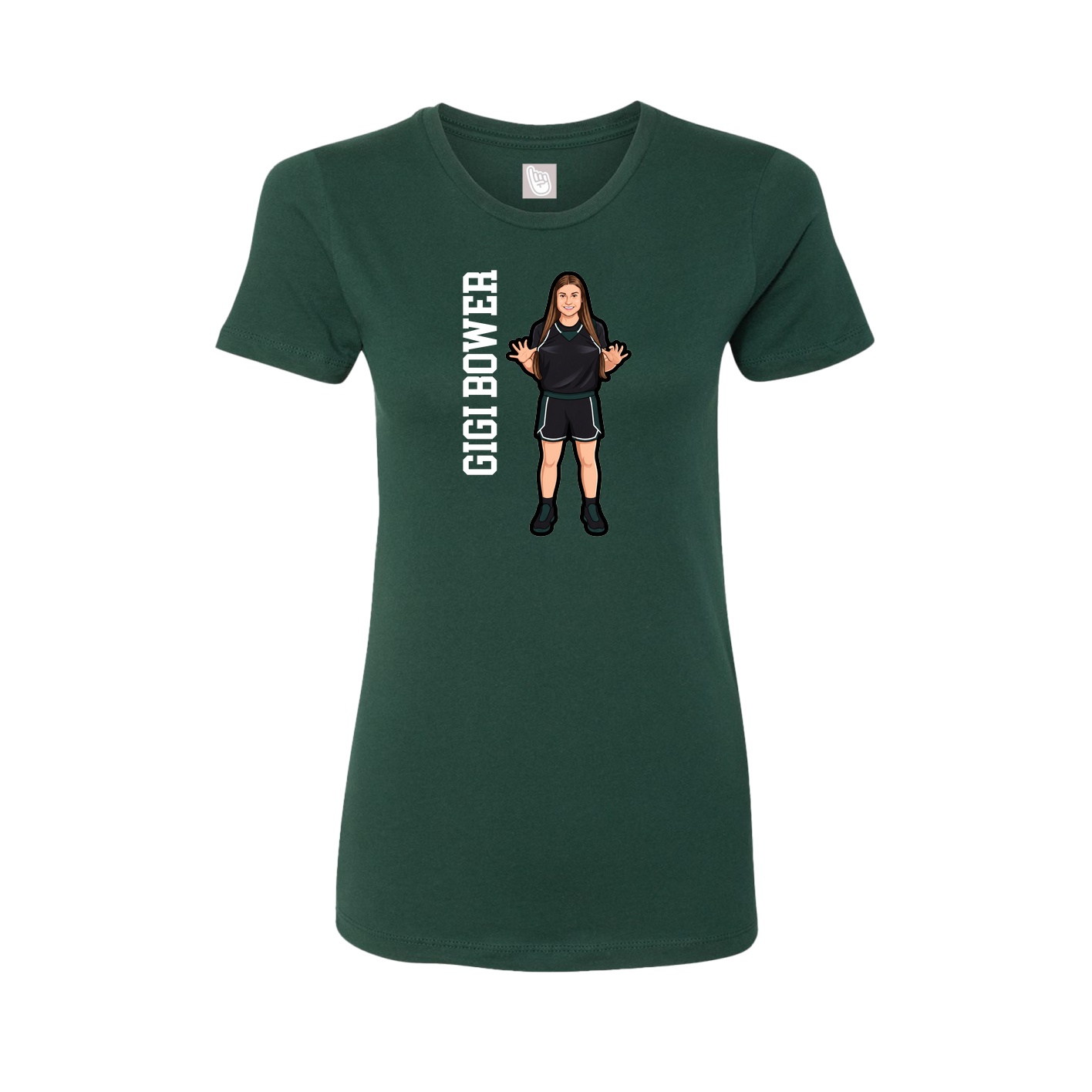 Fitted Women's Tee — Name Vertical in Green