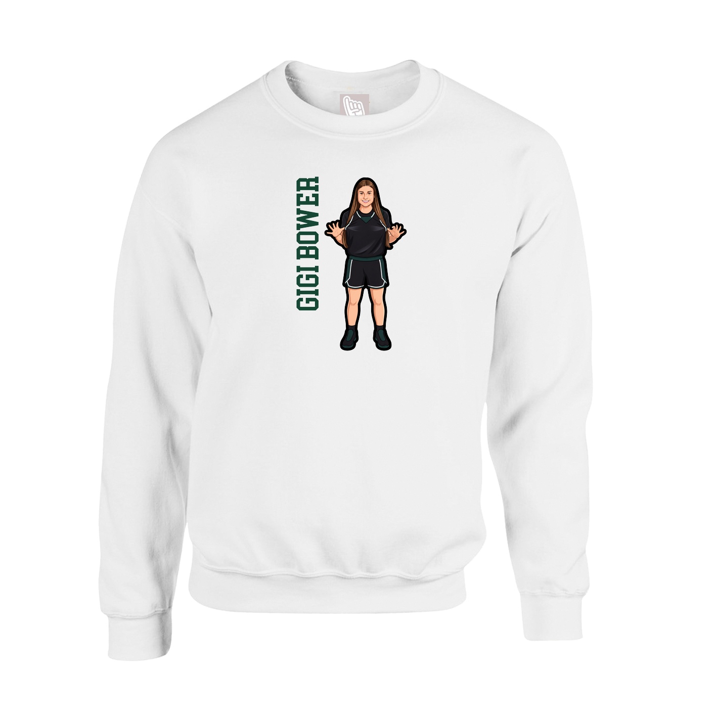 Fleece Crew — Name Vertical in White