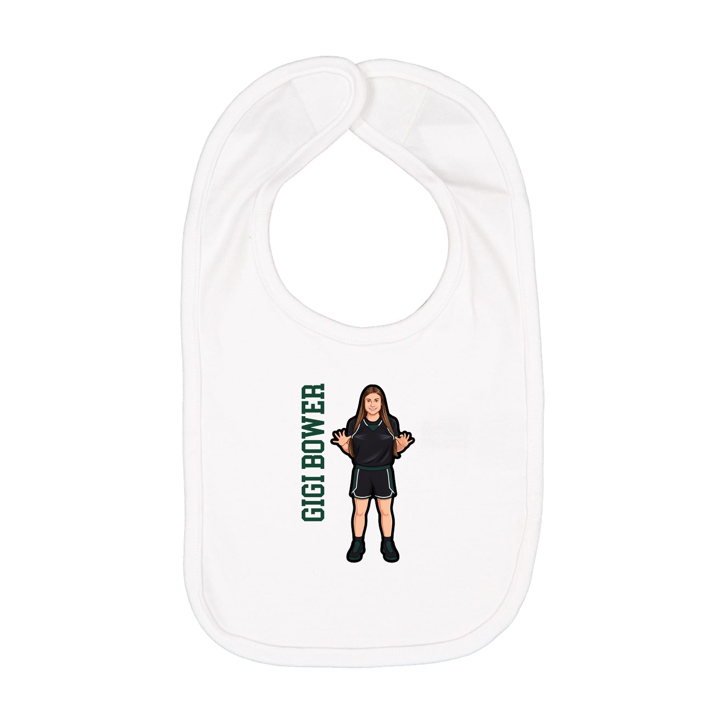 Infant Bib — Name Vertical in White