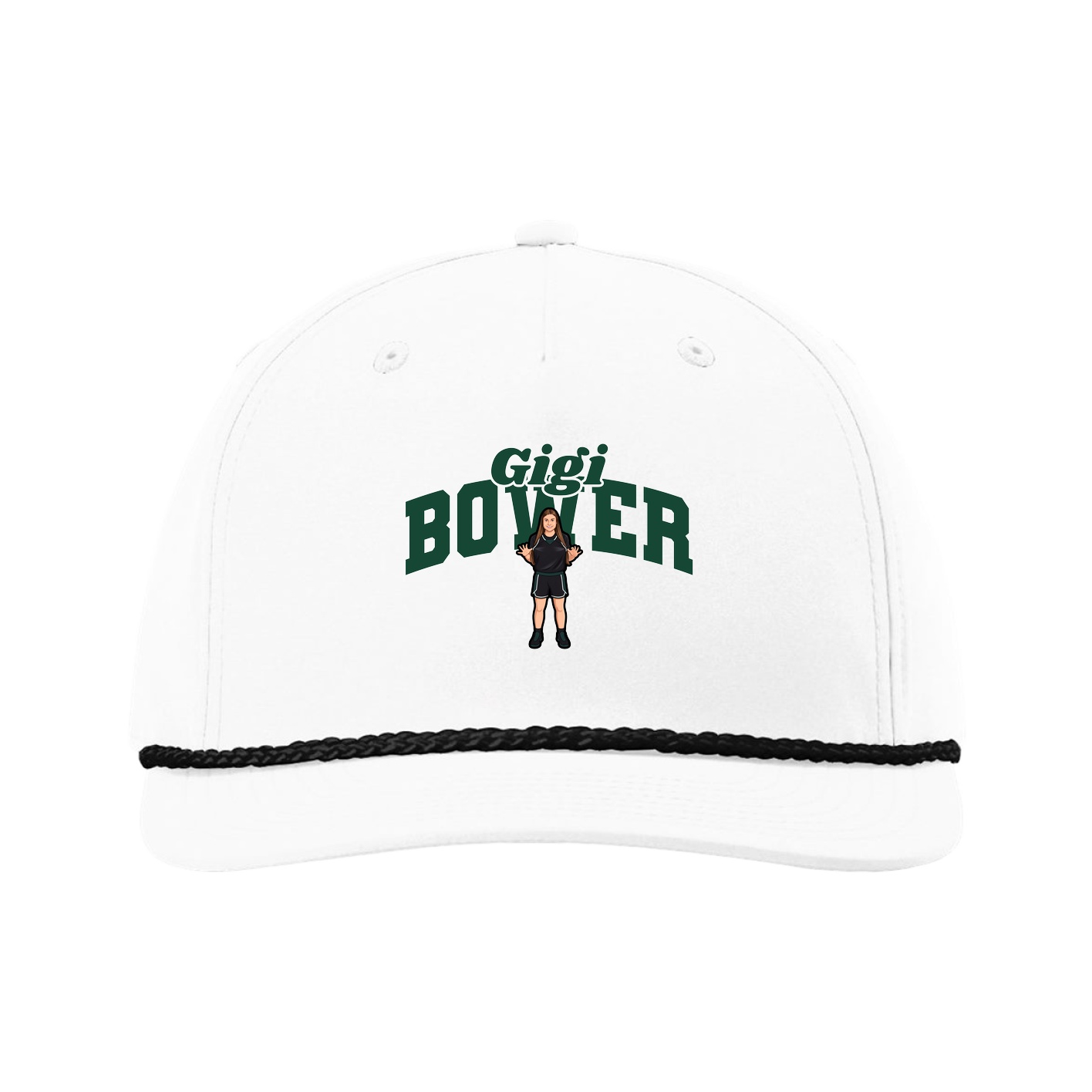 Five-Panel Classic Rope Cap — Signature Arch in White