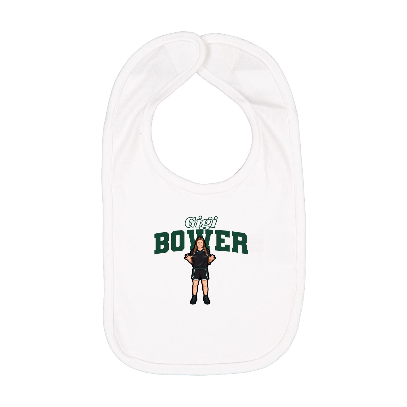 Infant Bib — Name Arch in White