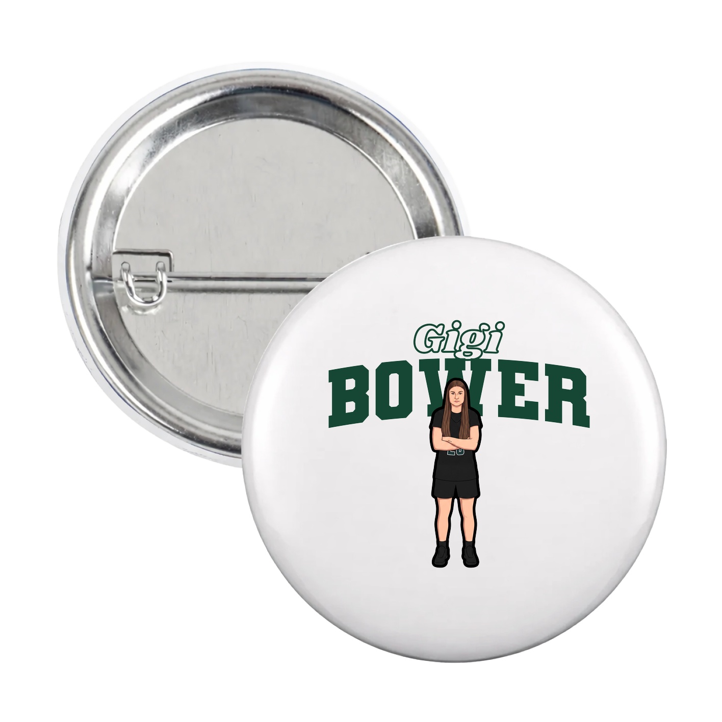 Game Day Button — Name Arch in White