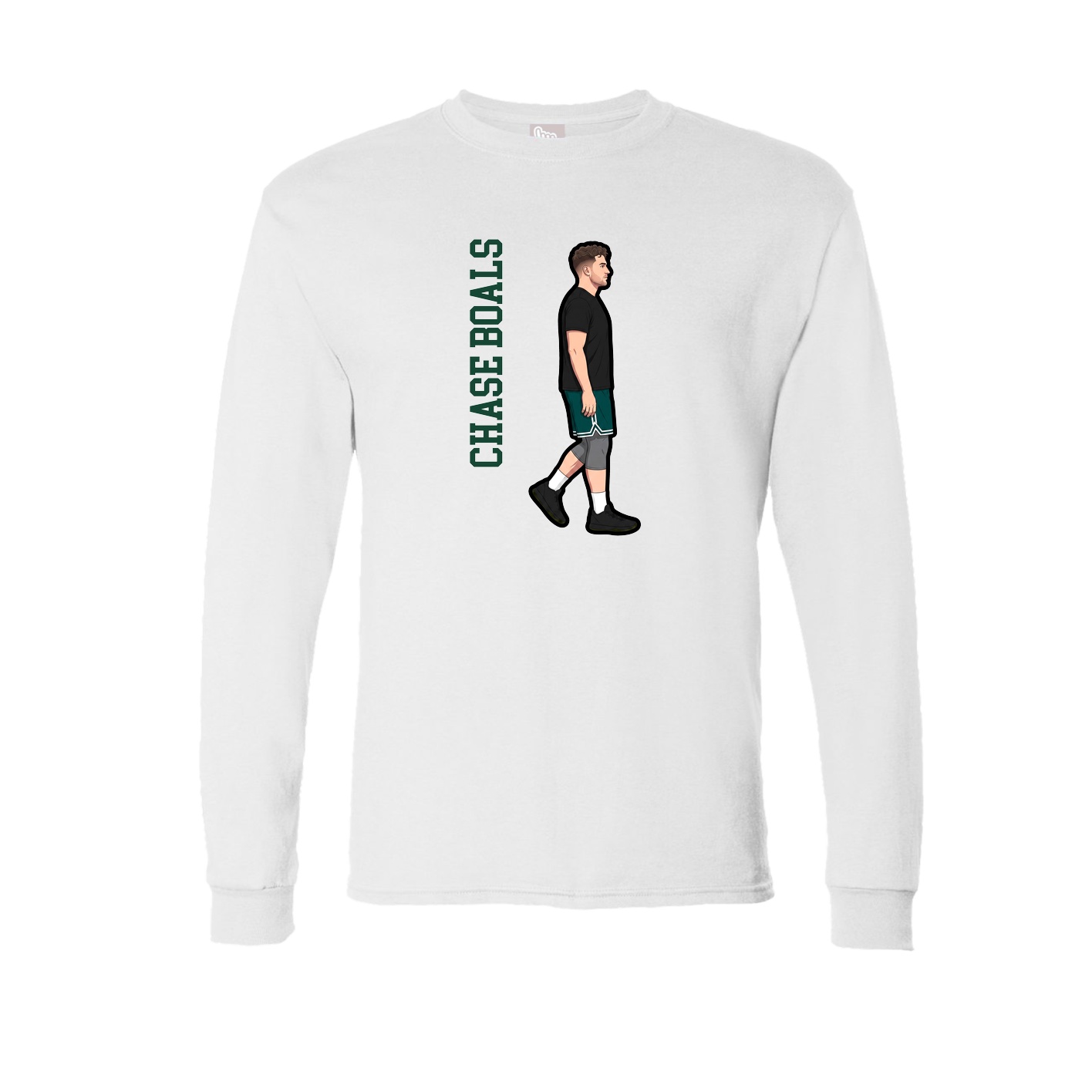 Long Sleeve Tee — Name Vertical in White