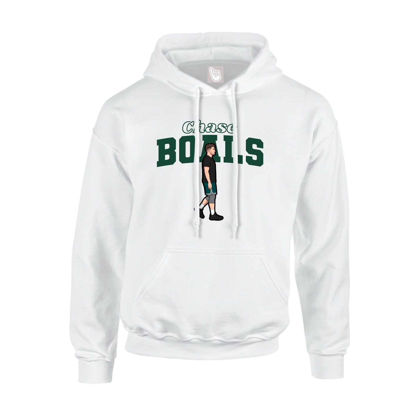 Youth Hoodie — Name Arch in White