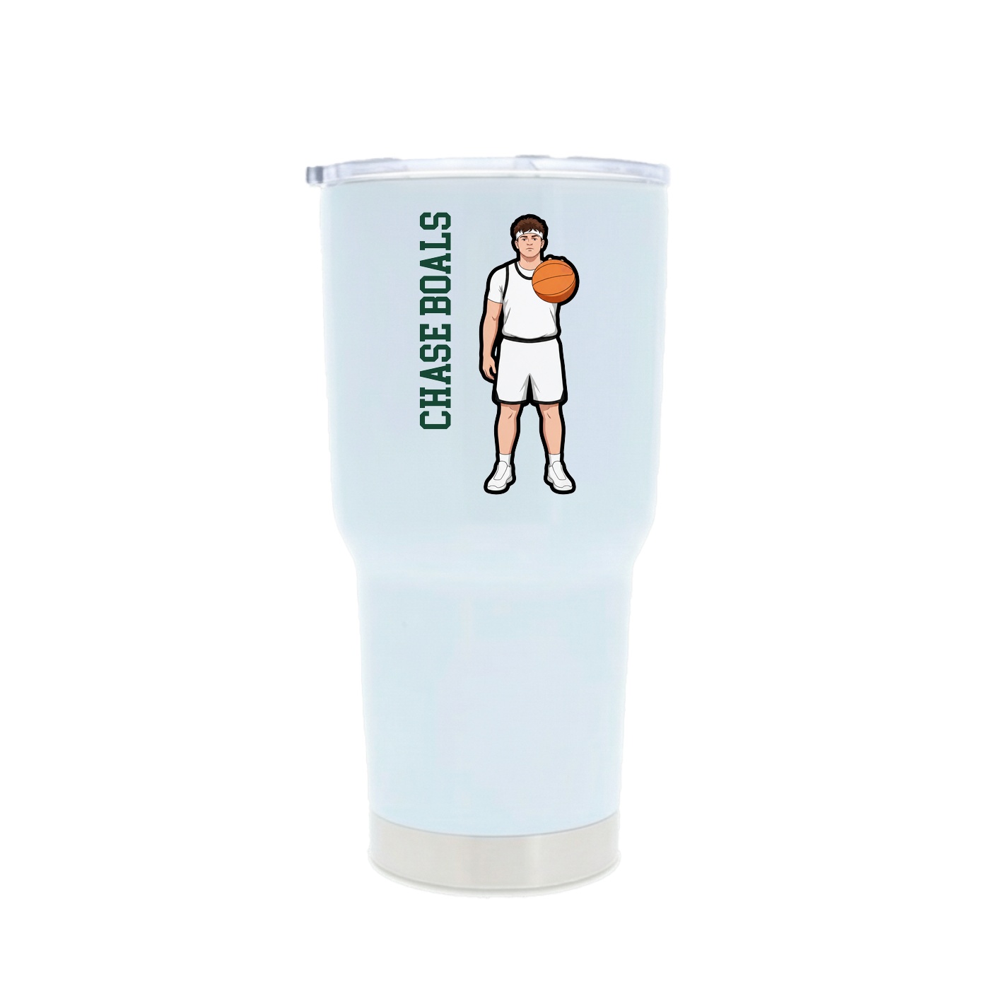 30oz Stainless Steel Tumbler — Name Vertical in White